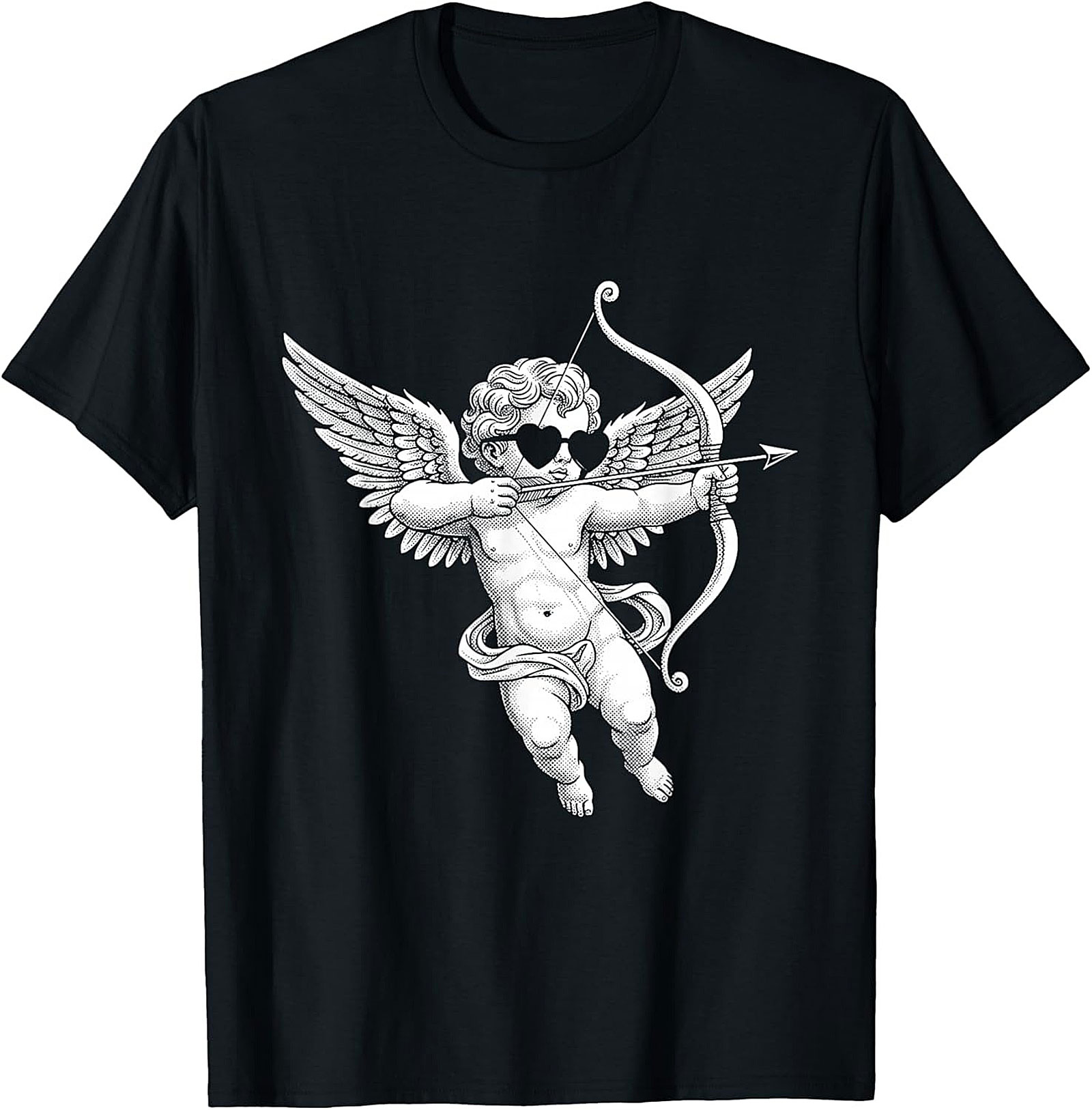 Modern Cupid Graphic Tee Cherub Heart Sunglasses Shirt