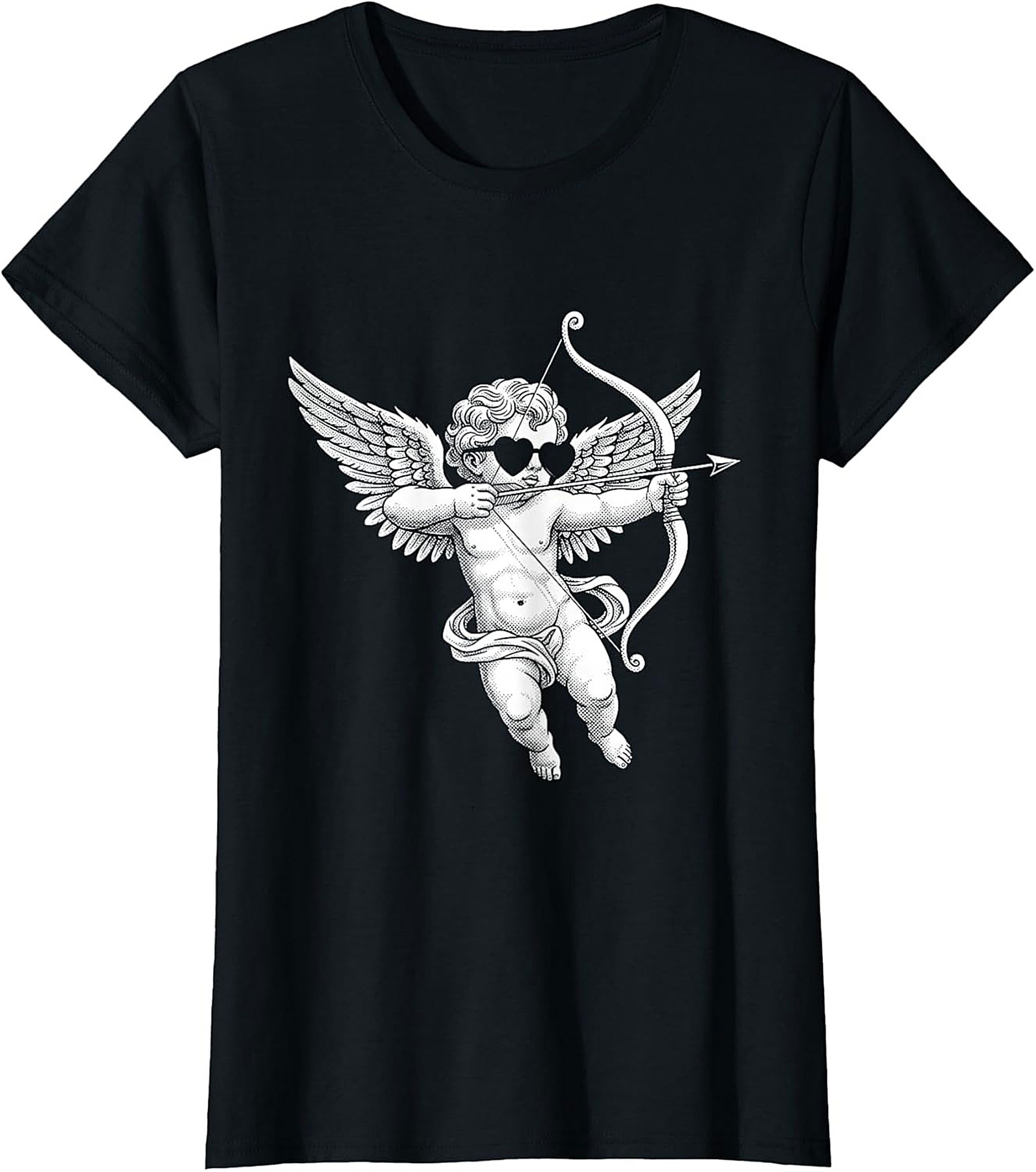 Modern Cupid Graphic Tee Cherub Heart Sunglasses Shirt