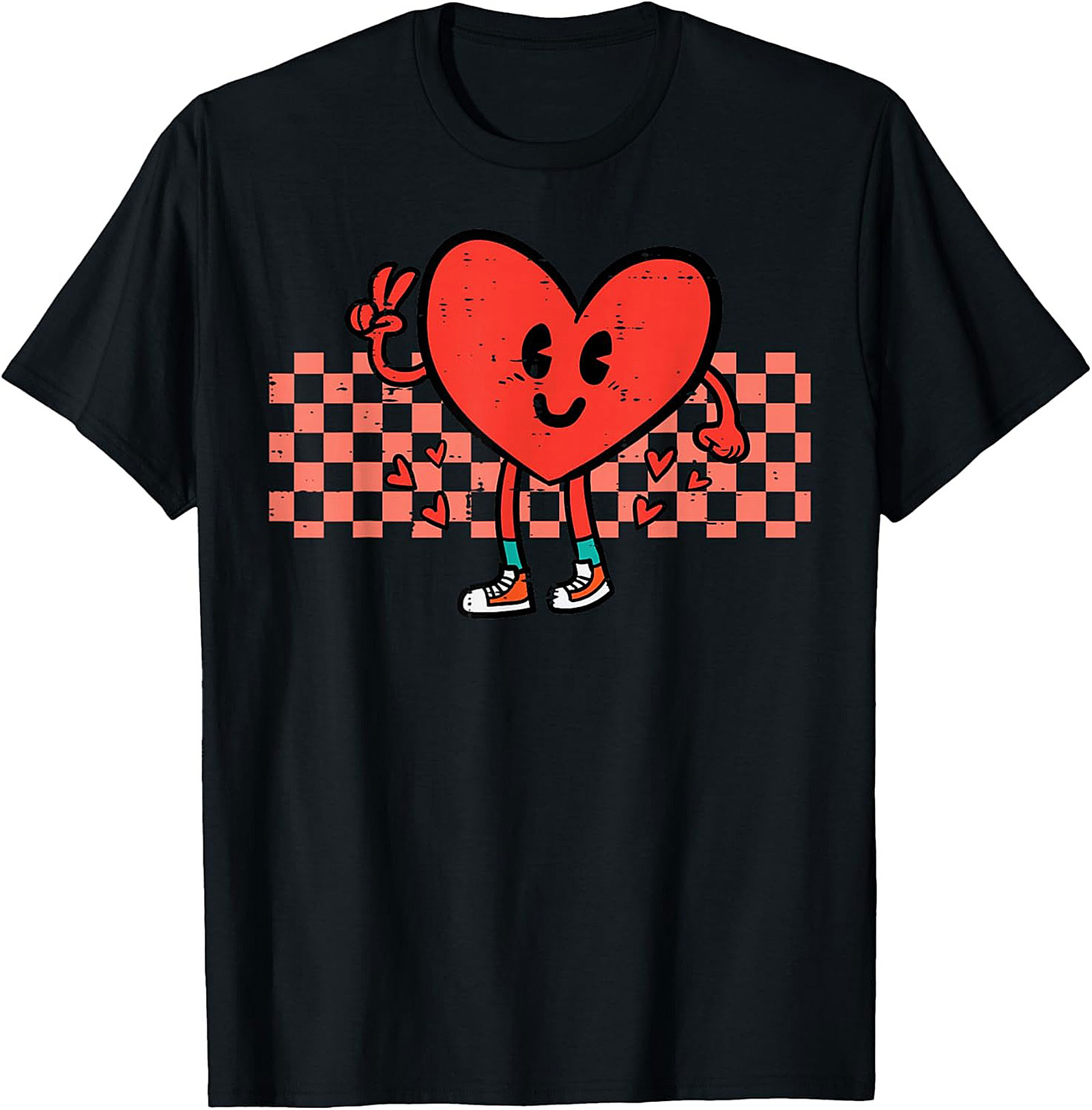 Groovy Heart Graphic Tee Retro Peace Sign Unisex Shirt
