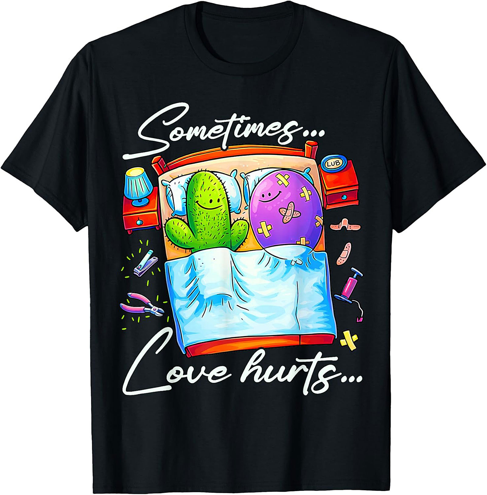 Funny Cactus Love Hurts T-shirt Prickly Relationship Tee