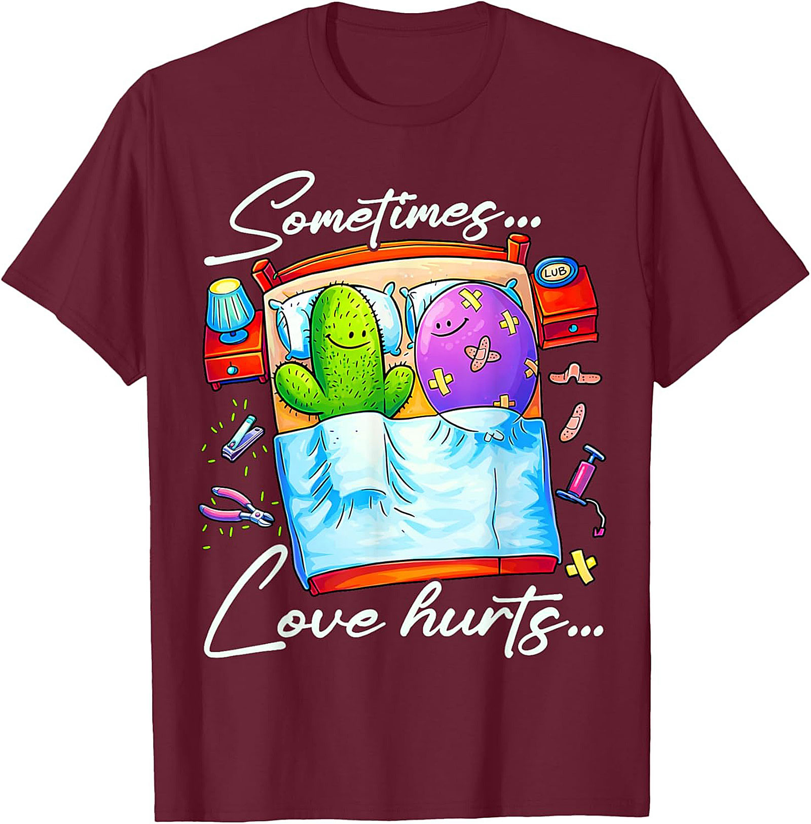 Funny Cactus Love Hurts T-shirt Prickly Relationship Tee