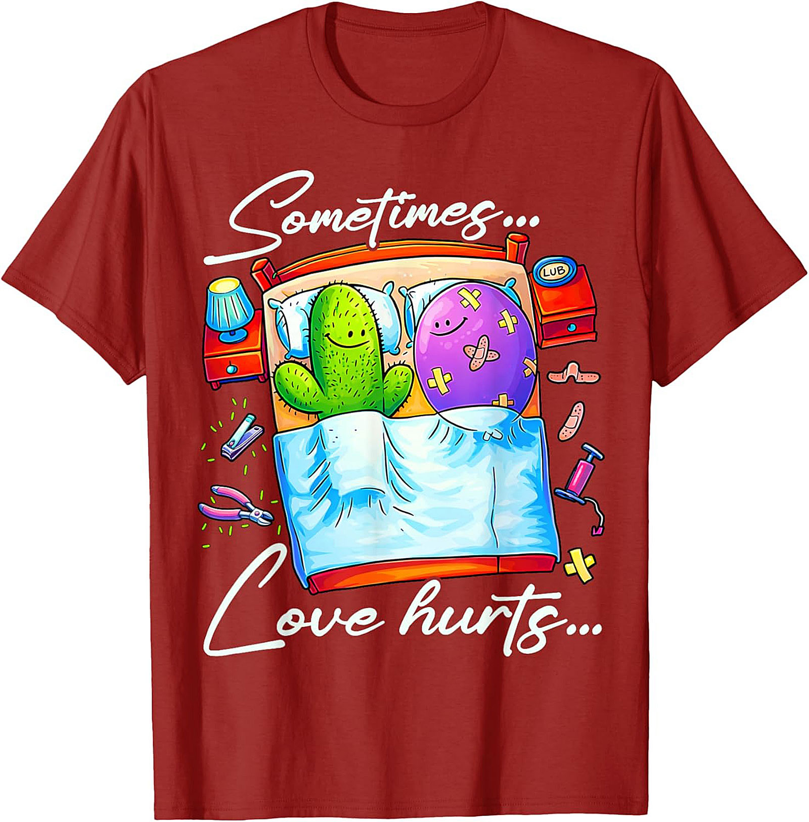 Funny Cactus Love Hurts T-shirt Prickly Relationship Tee