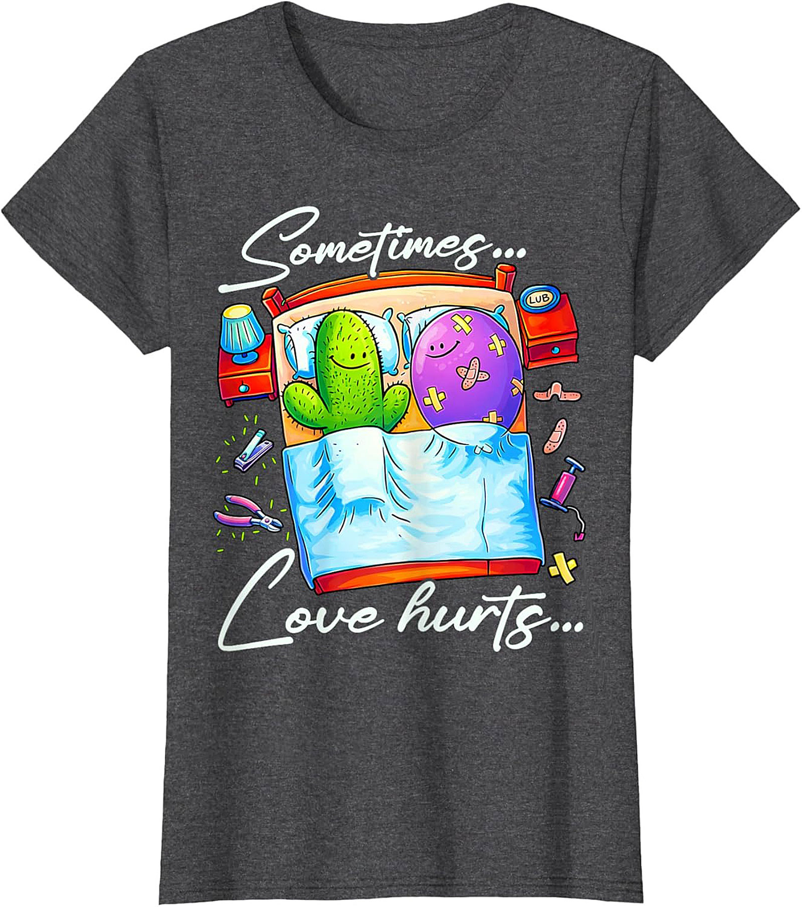 Funny Cactus Love Hurts T-shirt Prickly Relationship Tee