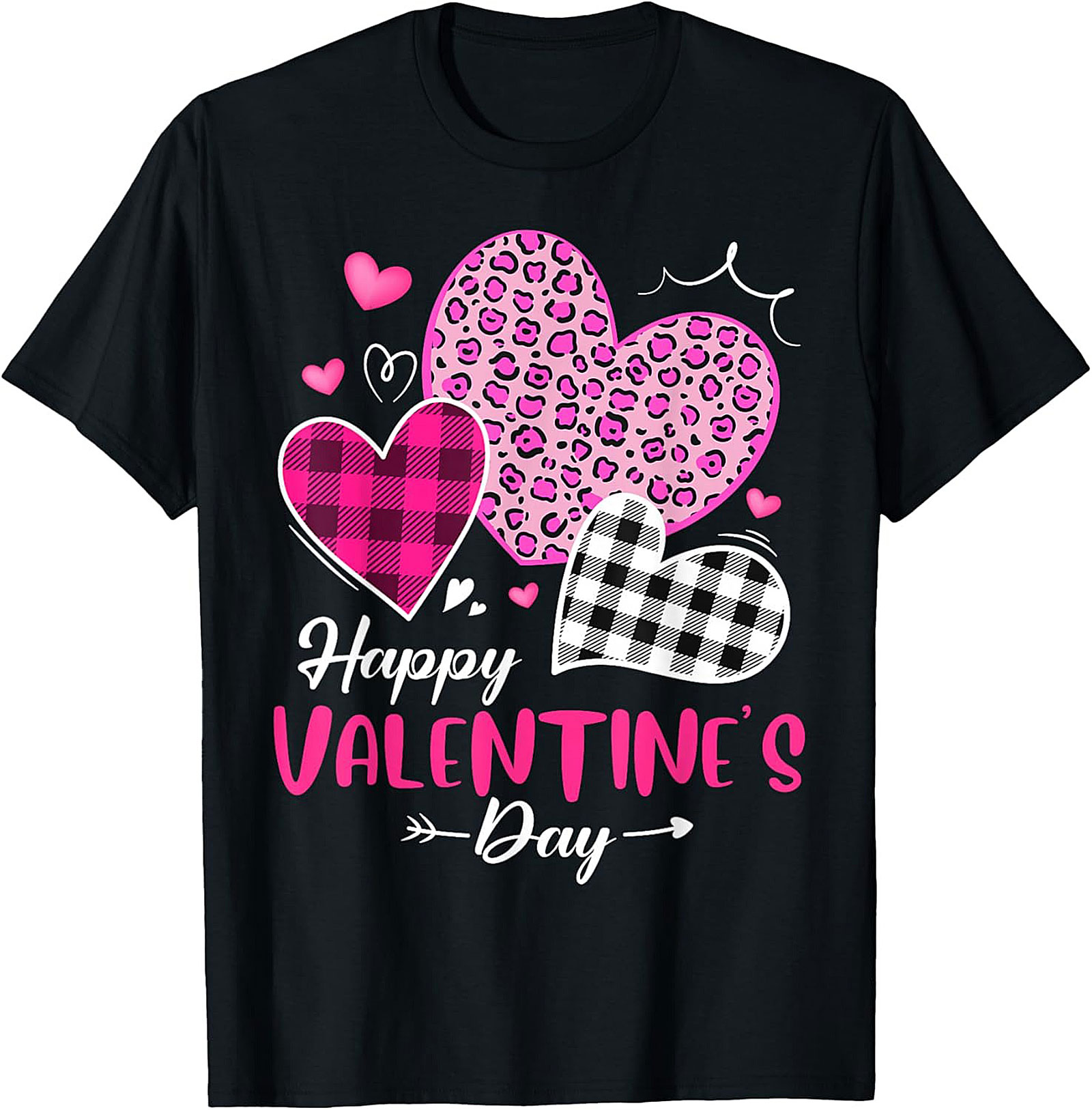 Pink Leopard Heart Valentine's Day Graphic Tee Funny Shirt