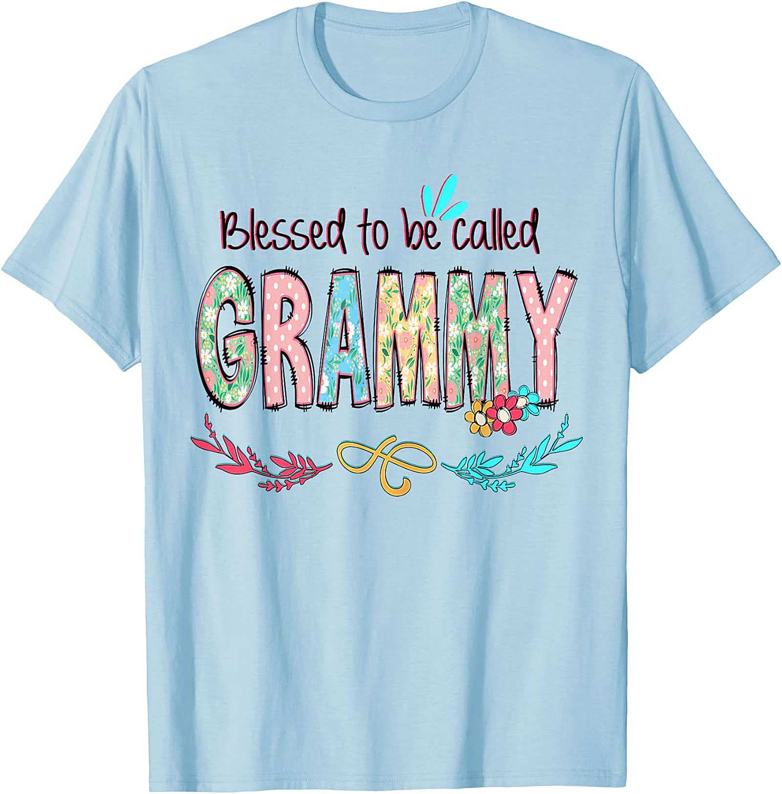 Blessed Grammy T-shirt Floral Grandma Graphic Tee Gift