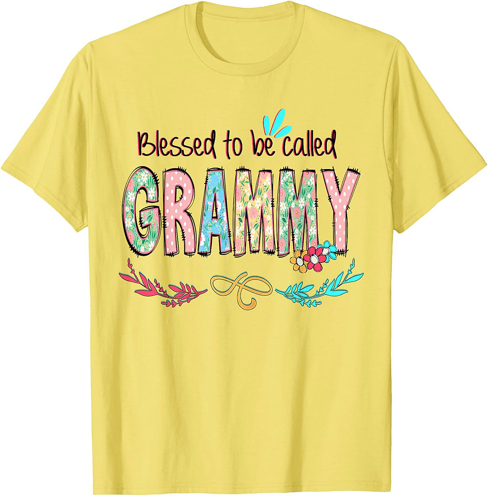 Blessed Grammy T-shirt Floral Grandma Graphic Tee Gift