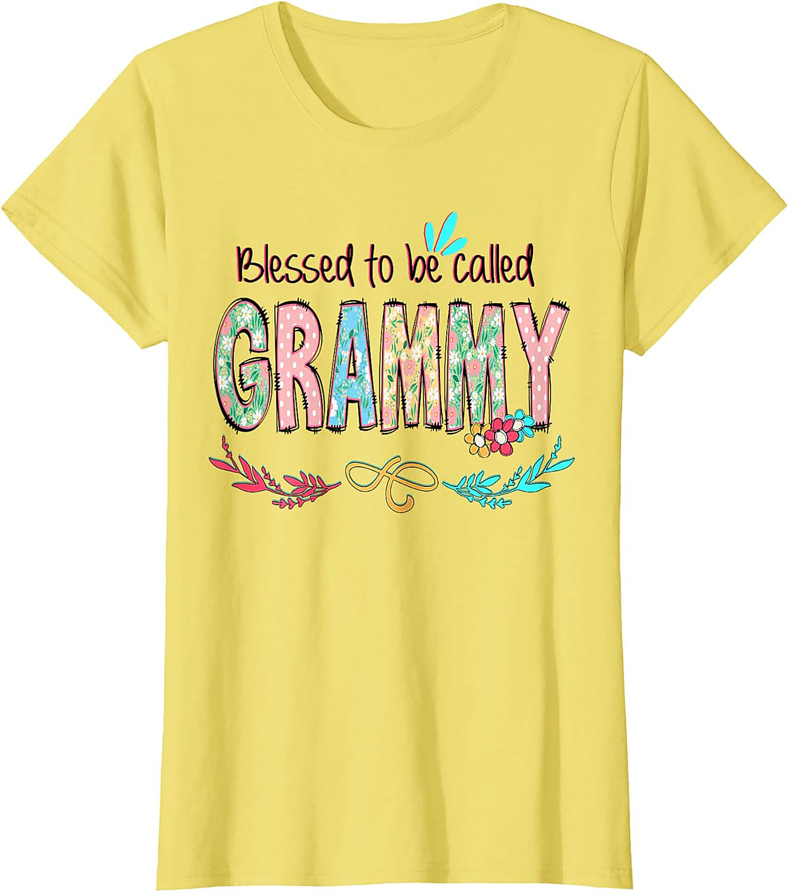 Blessed Grammy T-shirt Floral Grandma Graphic Tee Gift
