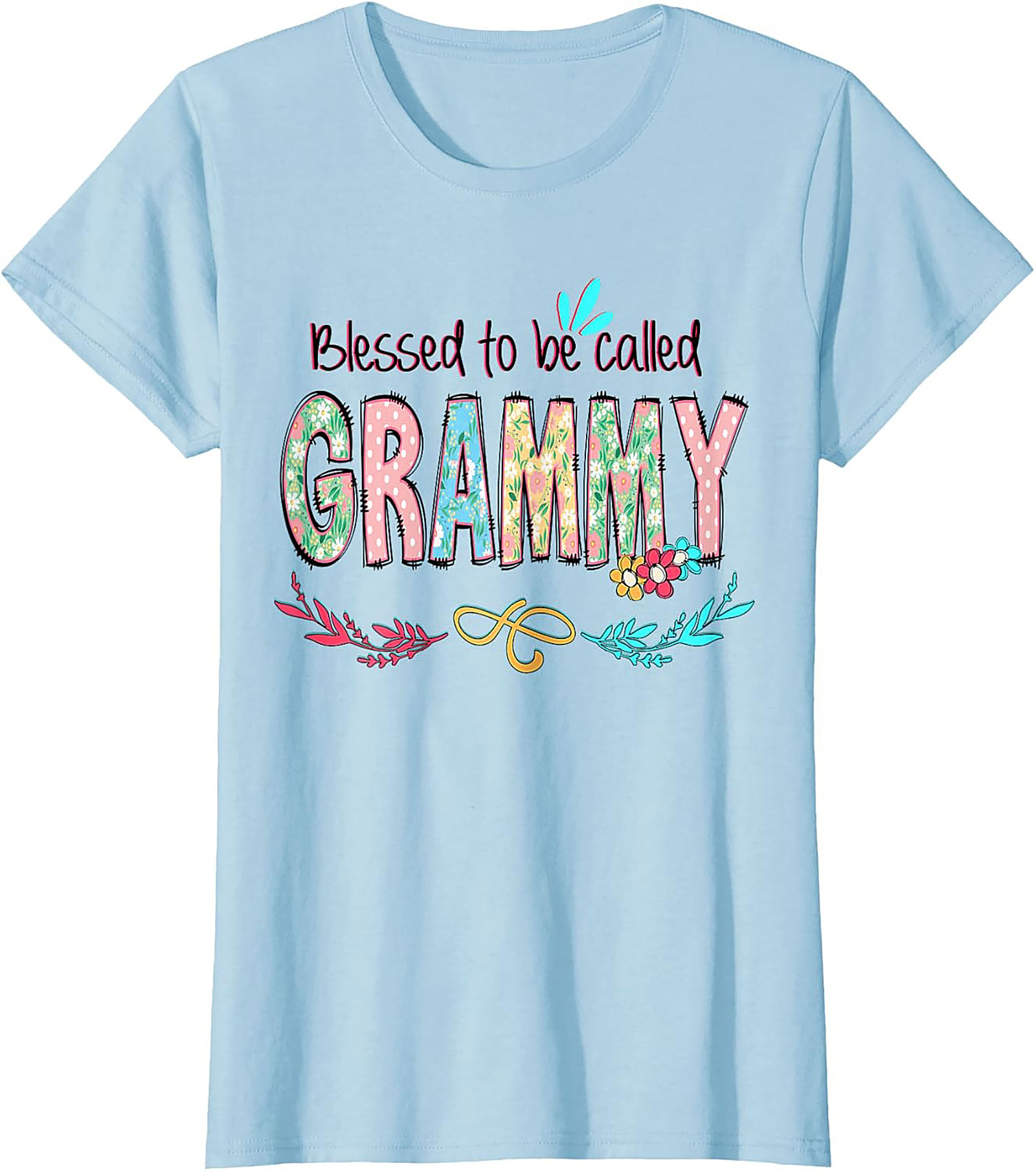 Blessed Grammy T-shirt Floral Grandma Graphic Tee Gift