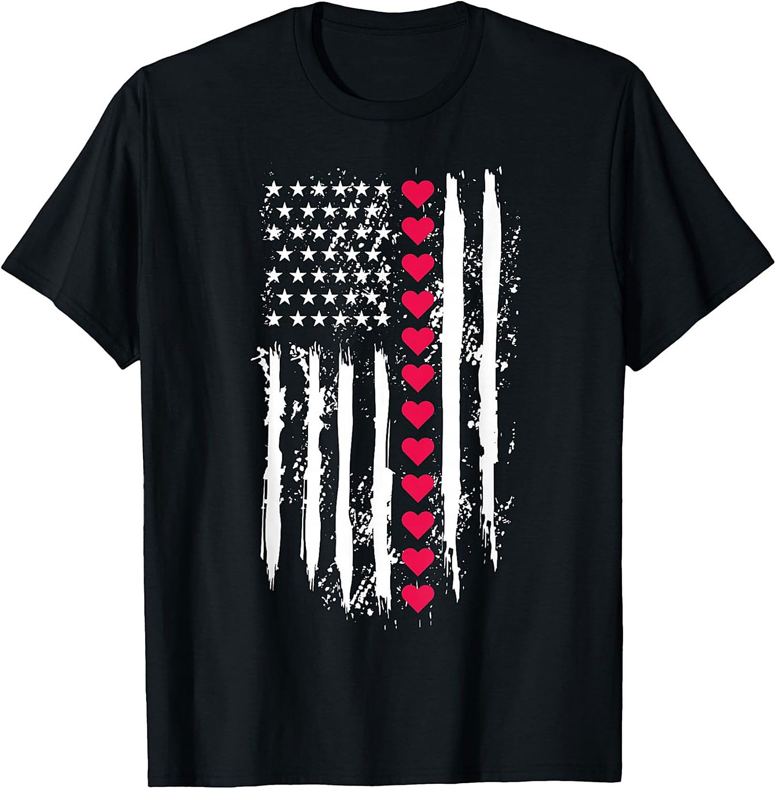 Distressed Heart Flag Graphic Tee Soft Unisex Shirt