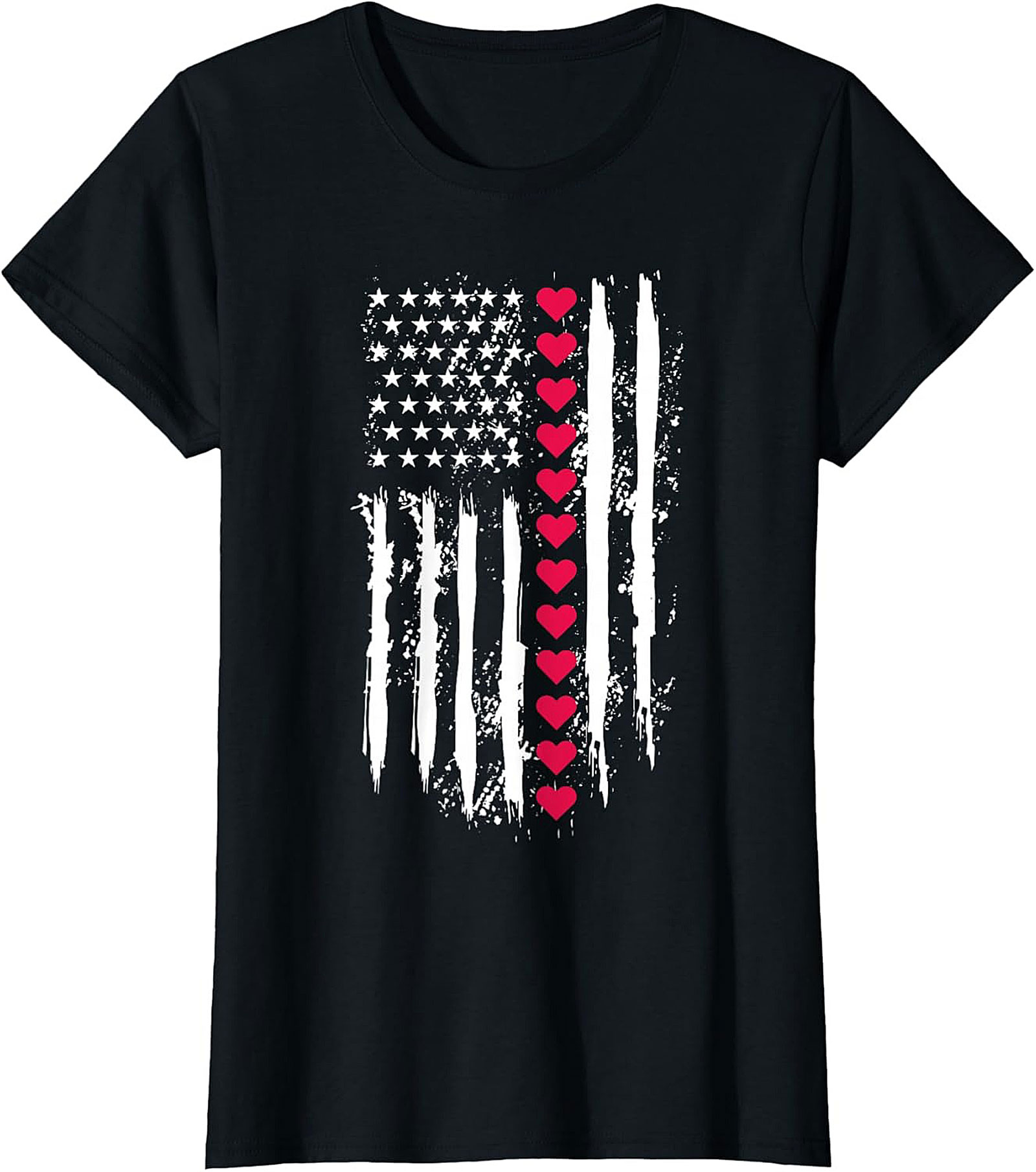 Distressed Heart Flag Graphic Tee  Soft Unisex Shirt
