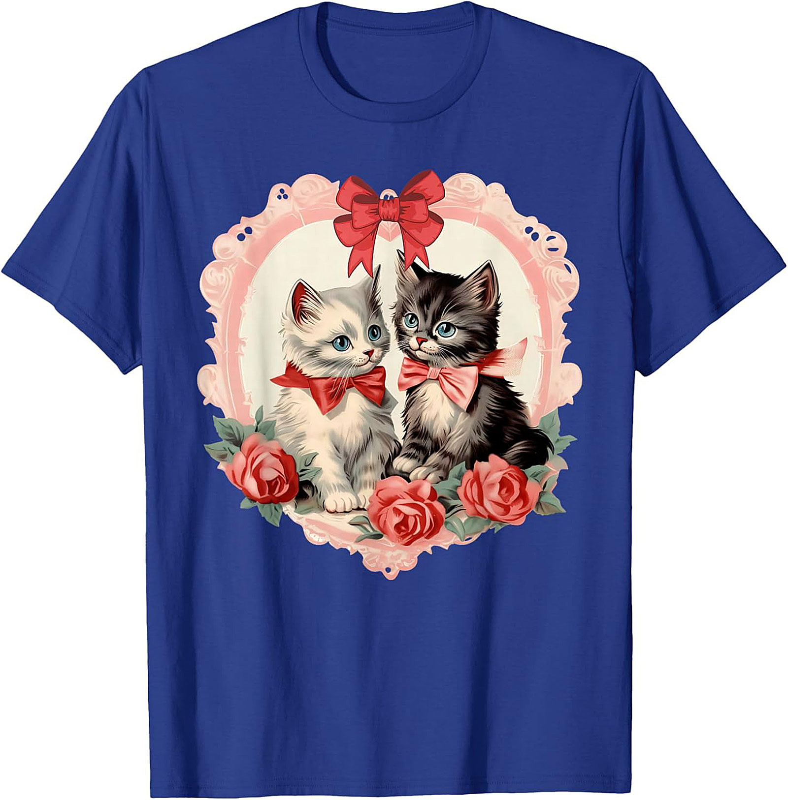 Vintage Kitten Graphic Tee Romantic Cat Lovers Shirt