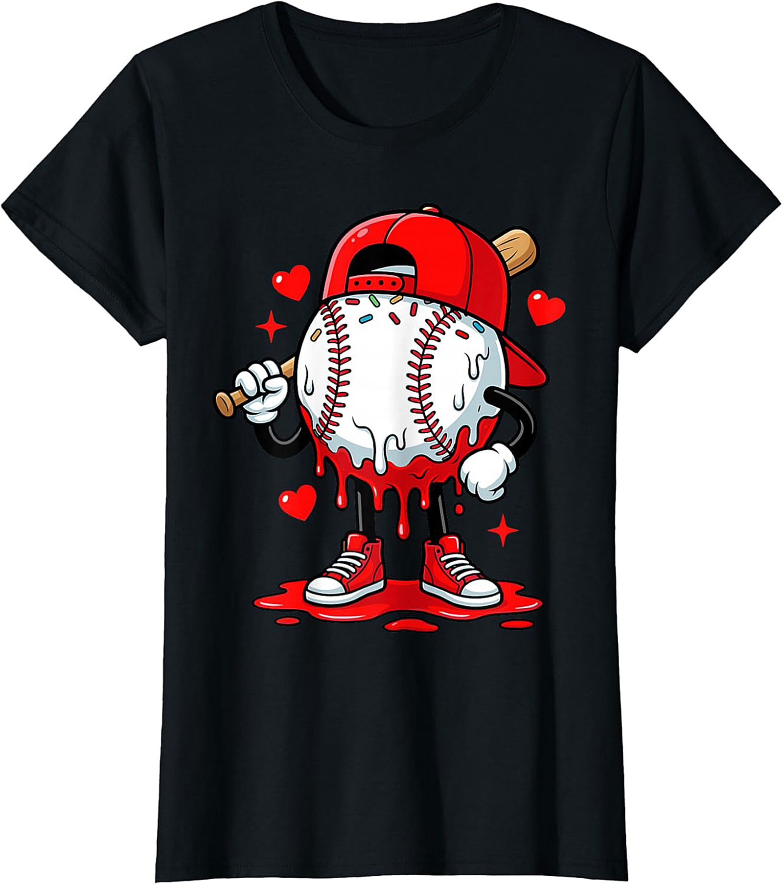 Funny Melting Baseball Graphic Tee Unisex Sports Shirt