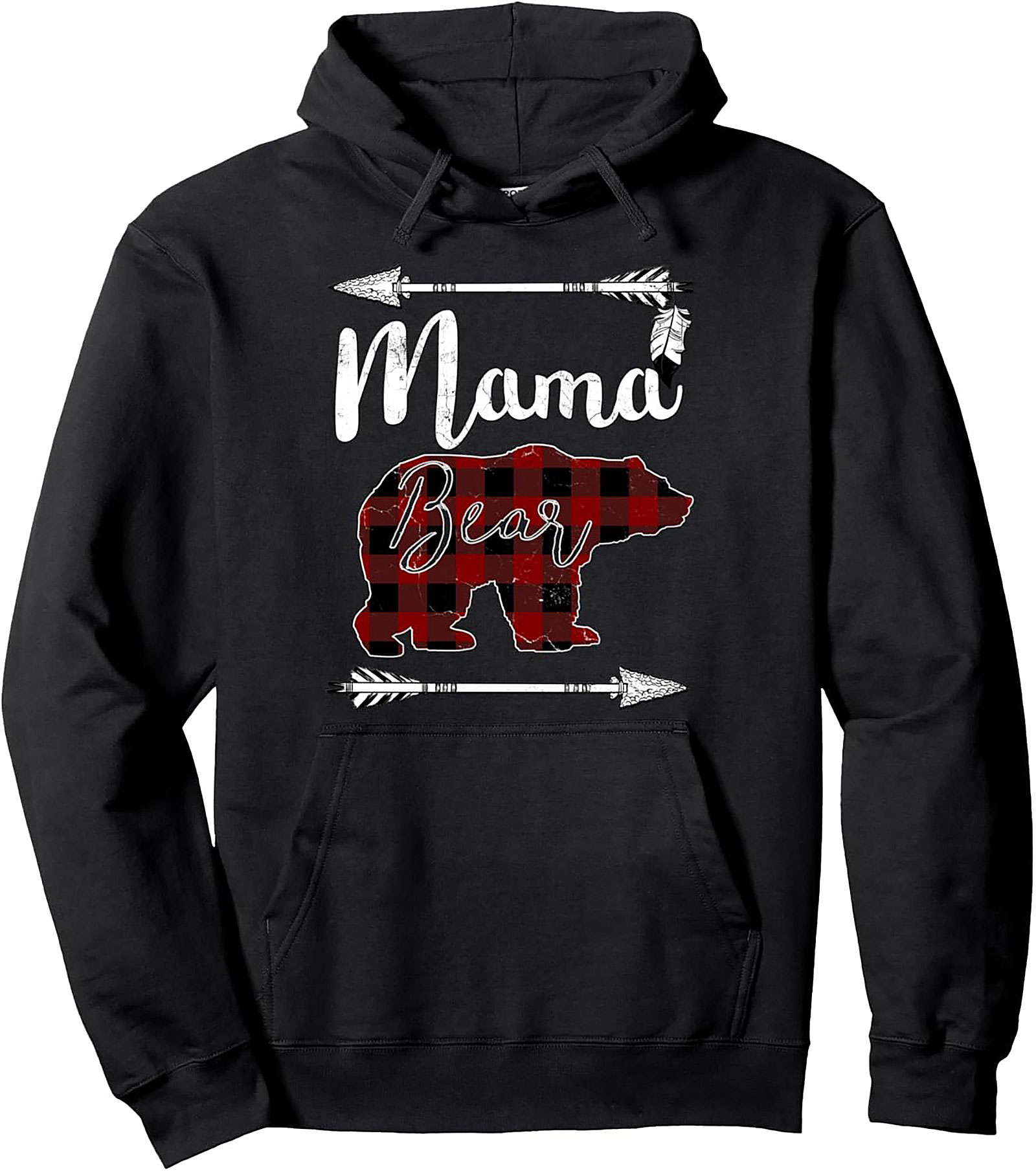 Mama Bear Buffalo Plaid Pullover Hoodie Cozy Mom Gift