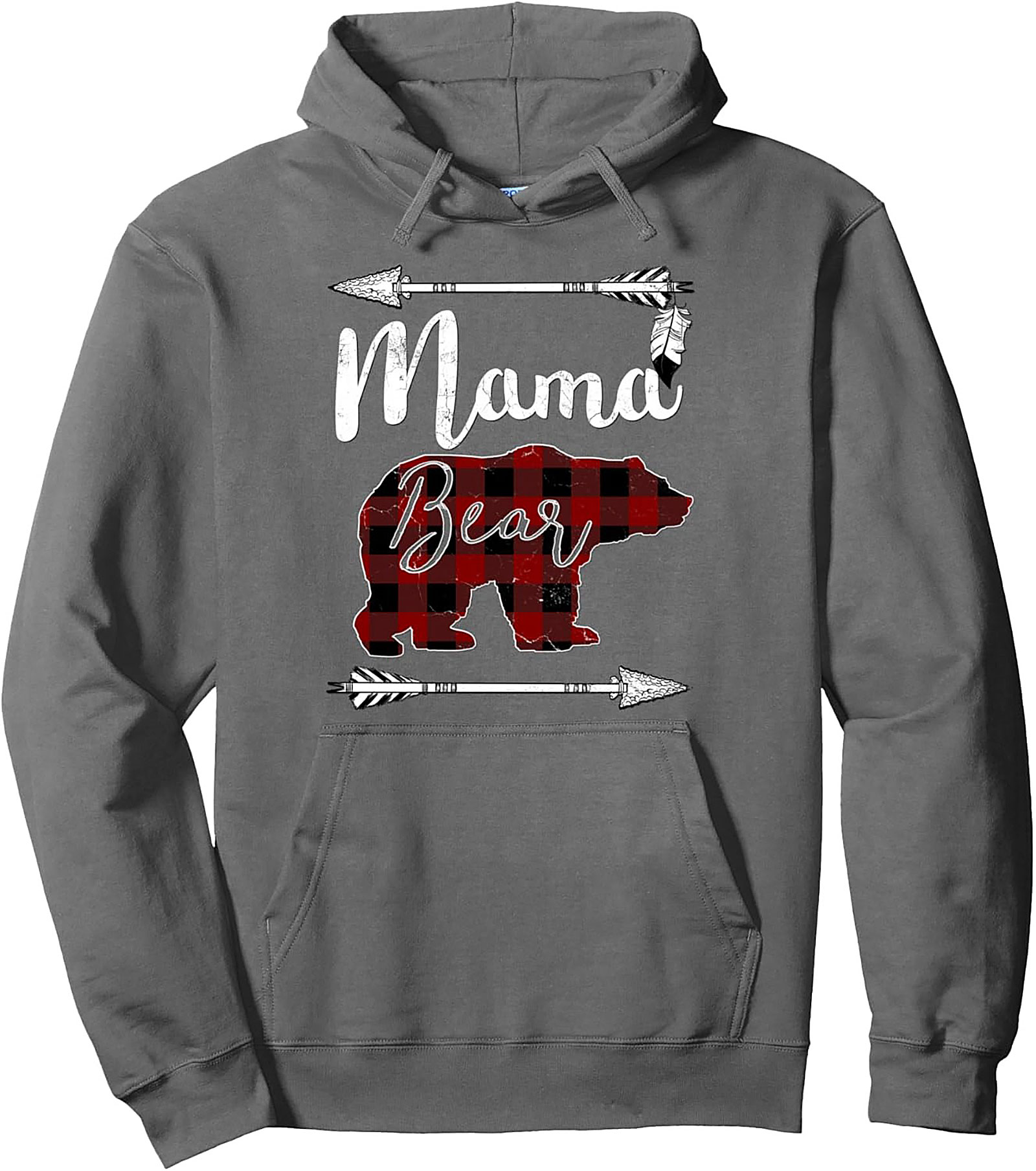 Mama Bear Buffalo Plaid Pullover Hoodie Cozy Mom Gift