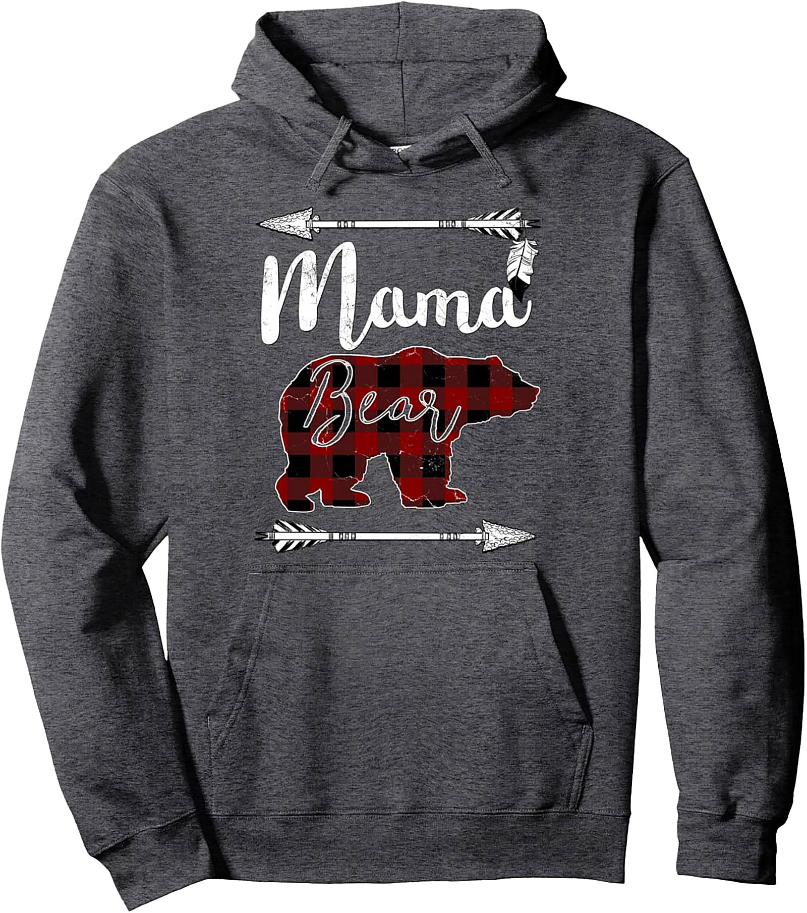 Mama Bear Buffalo Plaid Pullover Hoodie Cozy Mom Gift