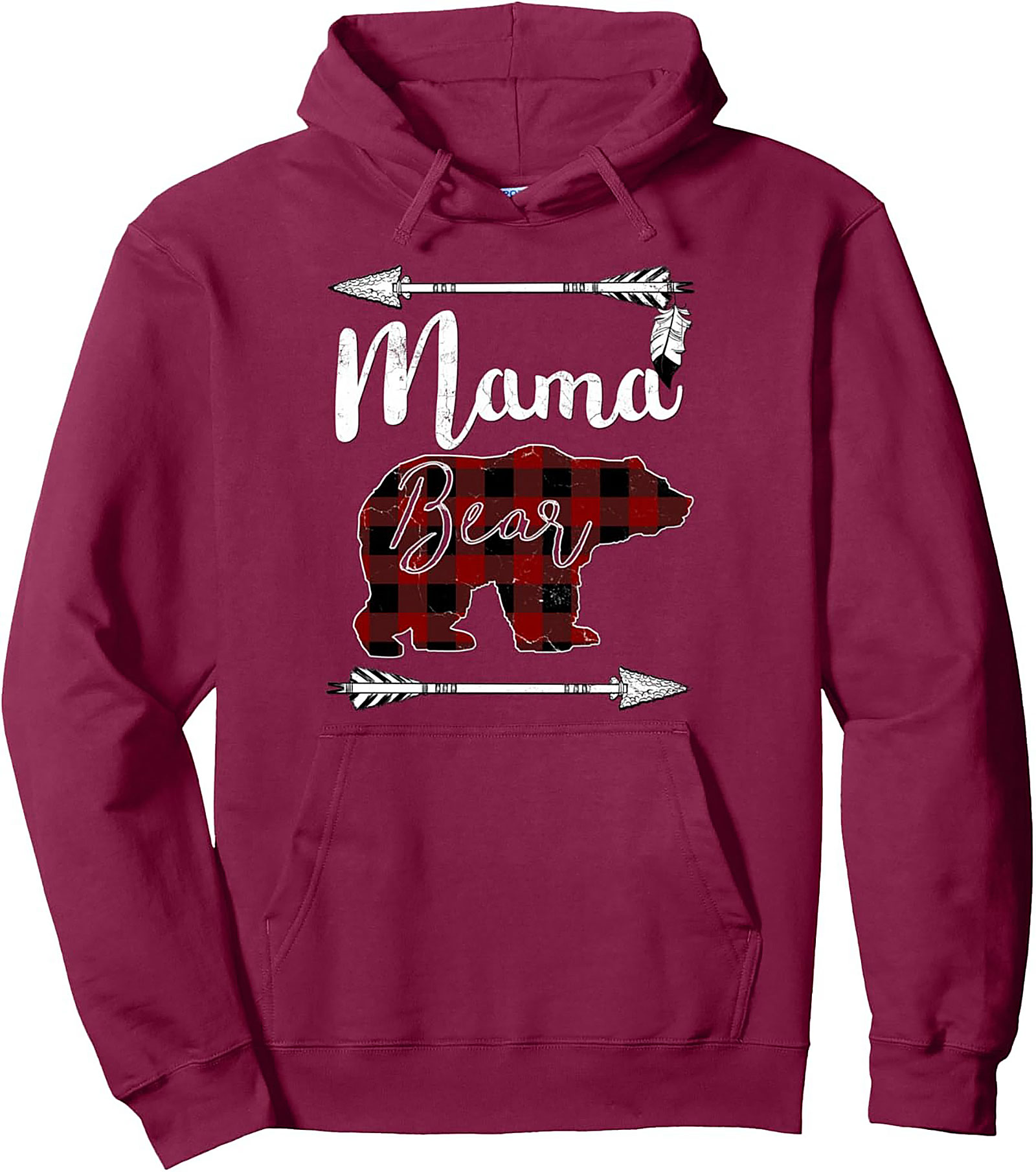 Mama Bear Buffalo Plaid Pullover Hoodie Cozy Mom Gift