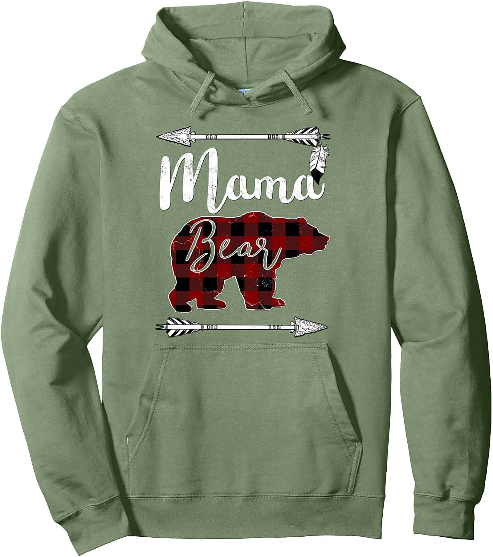 Mama Bear Buffalo Plaid Pullover Hoodie Cozy Mom Gift