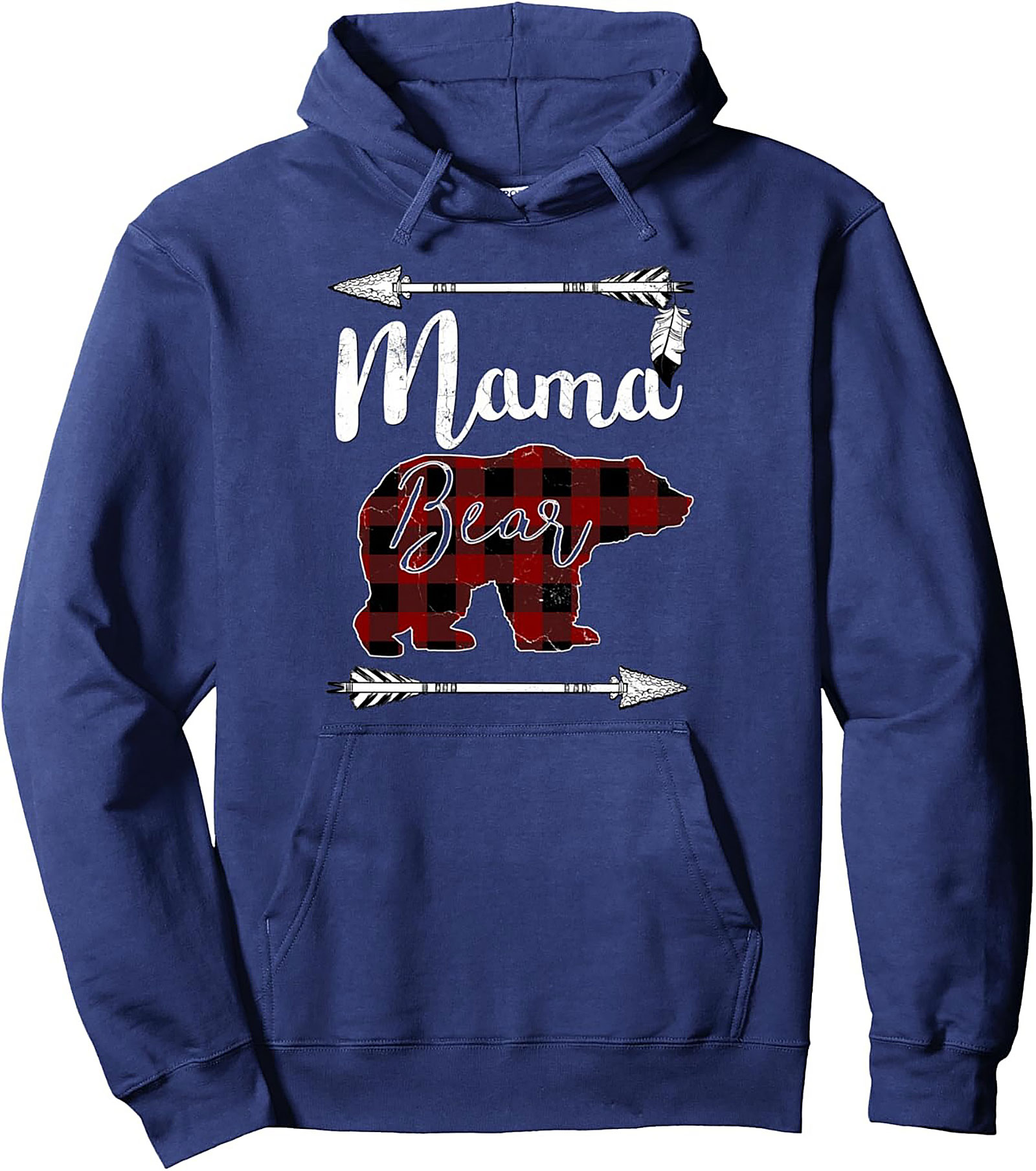 Mama Bear Buffalo Plaid Pullover Hoodie Cozy Mom Gift