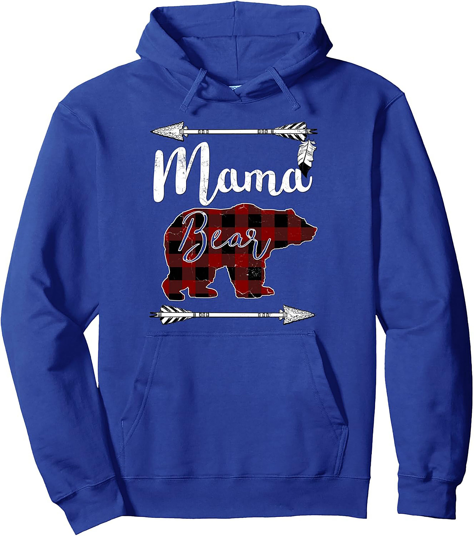 Mama Bear Buffalo Plaid Pullover Hoodie Cozy Mom Gift