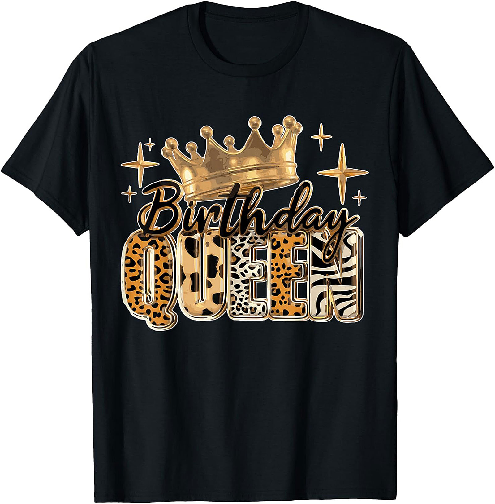 Birthday Queen T-shirt | Leopard Crown Graphic Tee Gift
