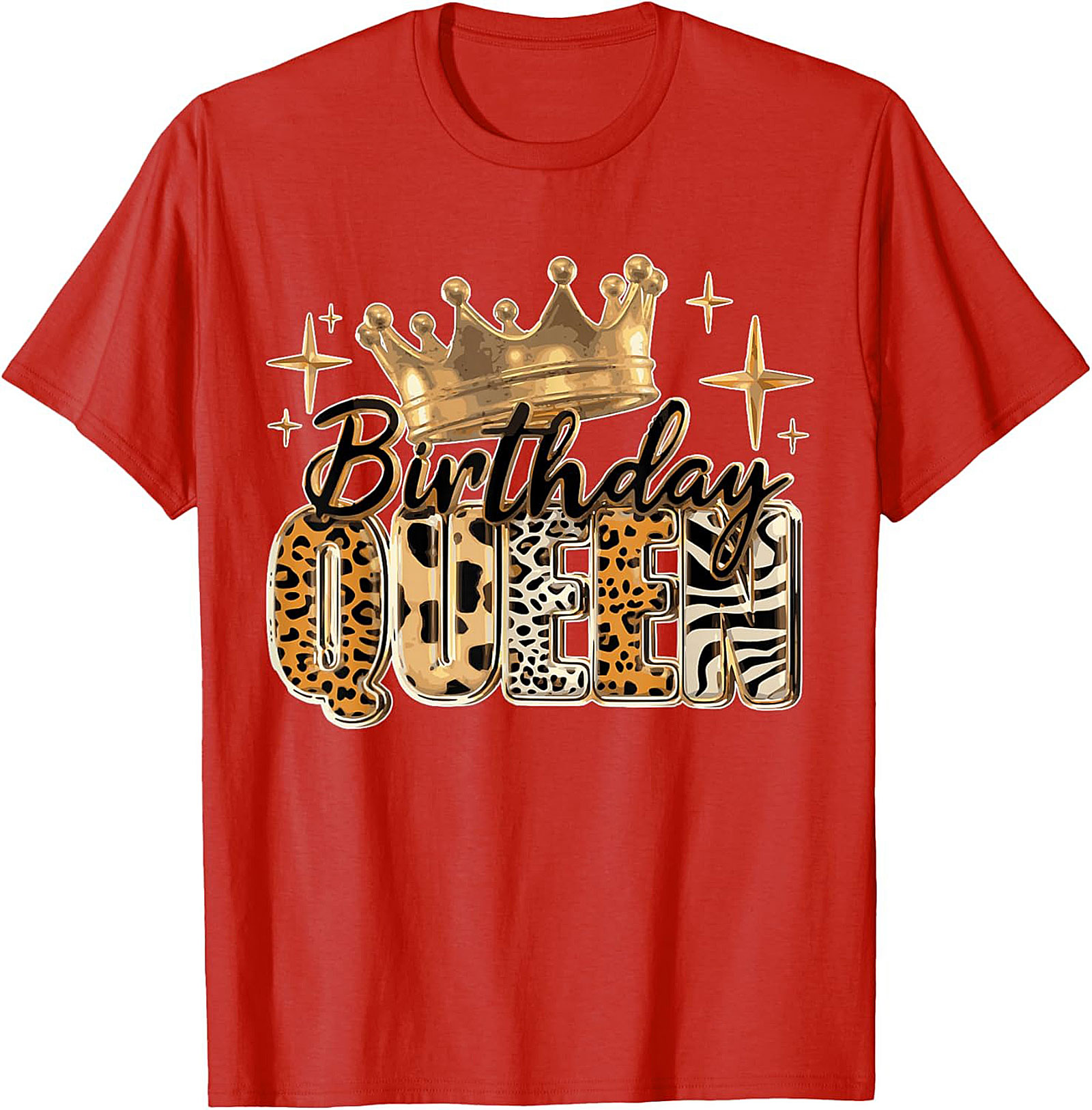 Birthday Queen T-shirt | Leopard Crown Graphic Tee Gift
