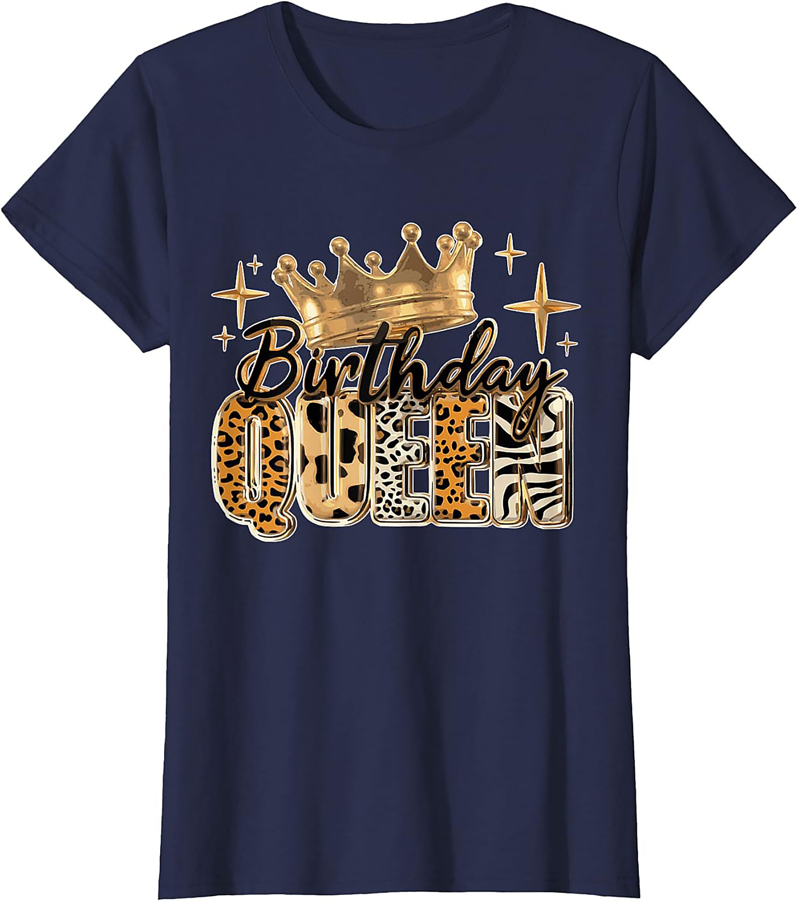 Birthday Queen T-shirt | Leopard Crown Graphic Tee Gift