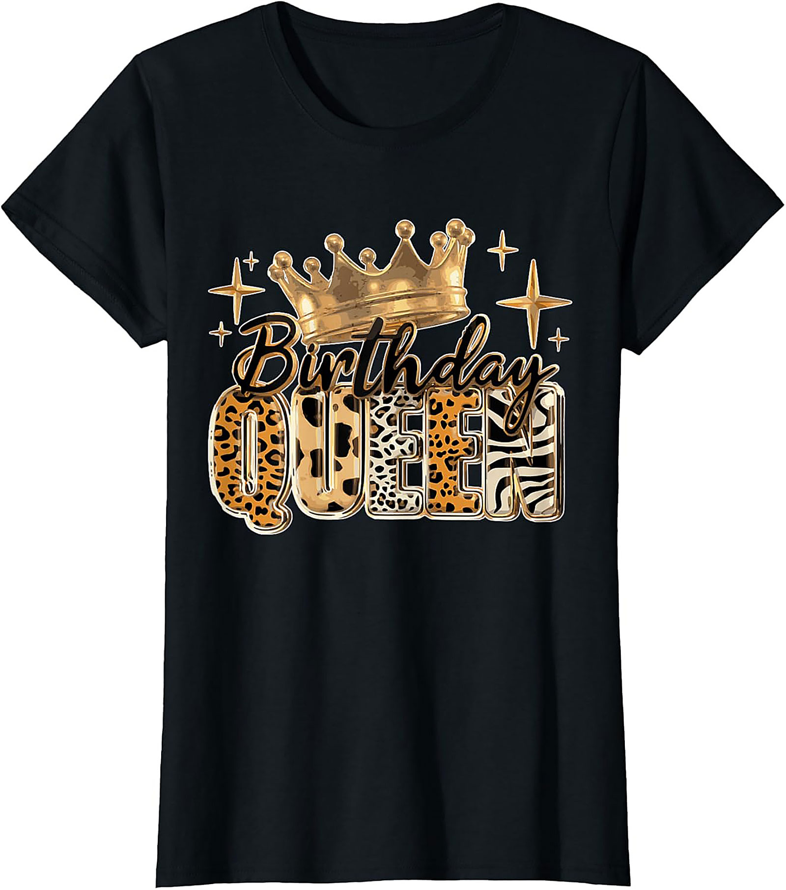 Birthday Queen T-shirt | Leopard Crown Graphic Tee Gift