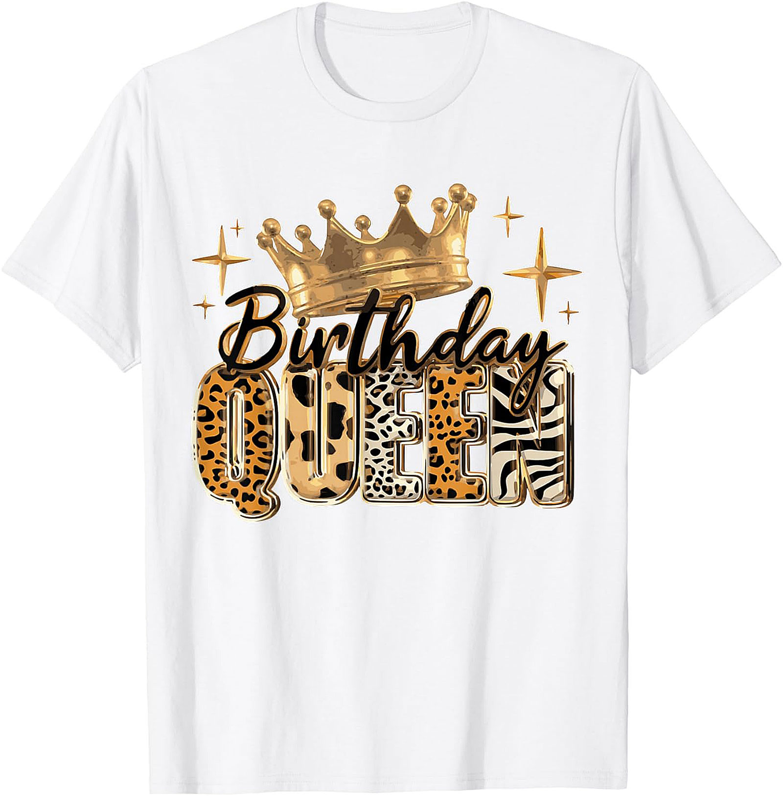 Birthday Queen T-shirt | Leopard Crown Graphic Tee Gift