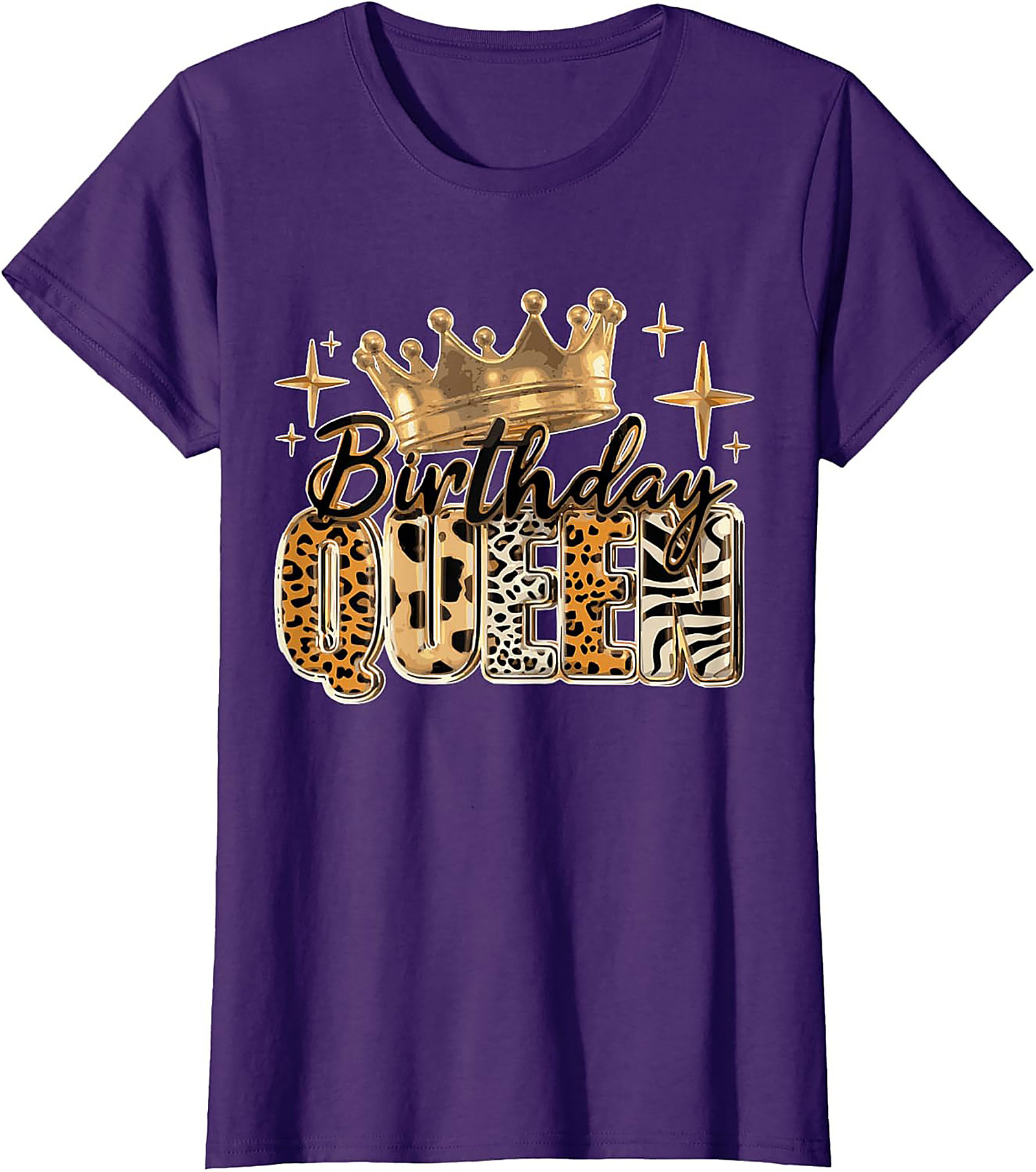 Birthday Queen T-shirt | Leopard Crown Graphic Tee Gift