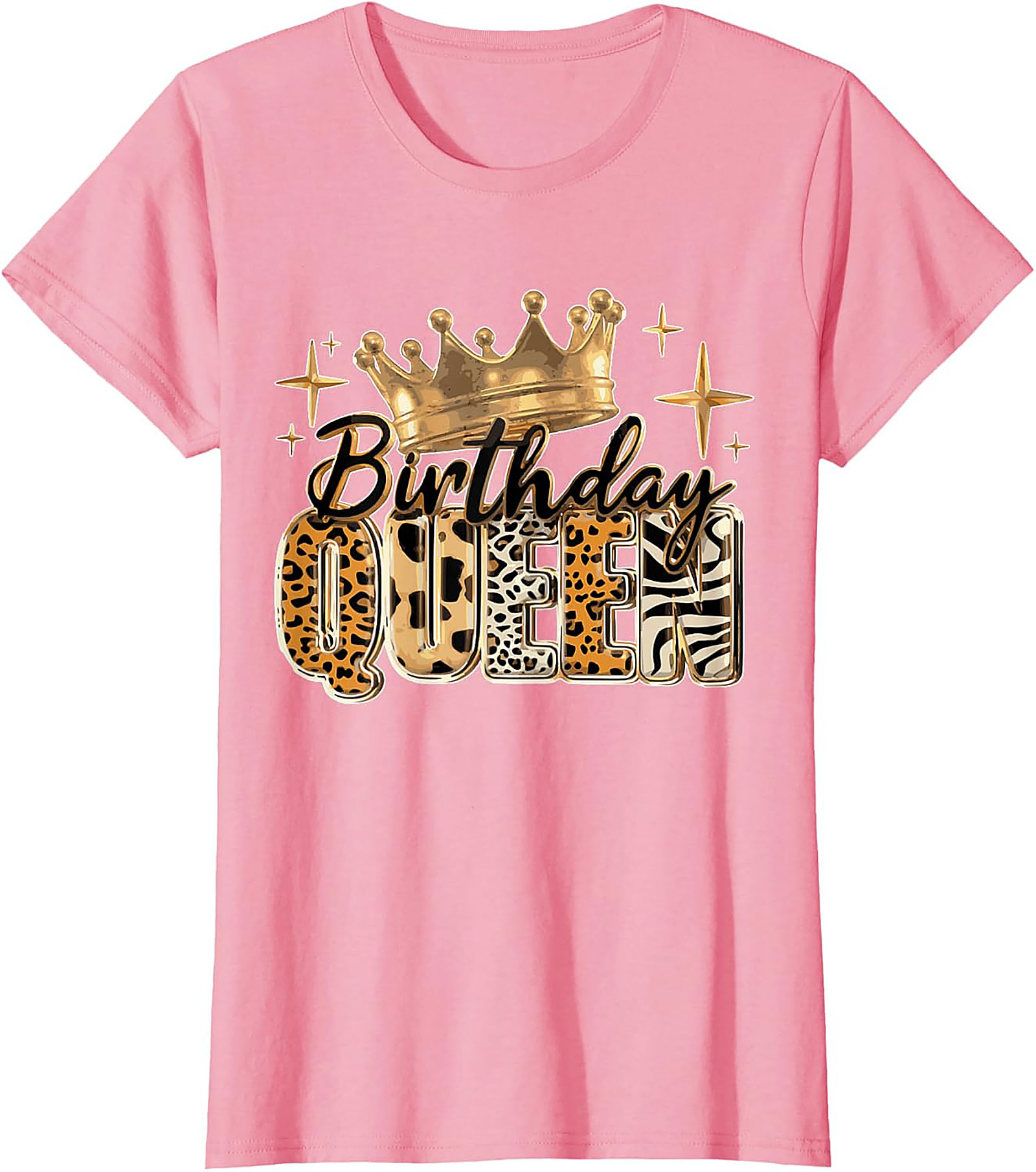 Birthday Queen T-shirt | Leopard Crown Graphic Tee Gift