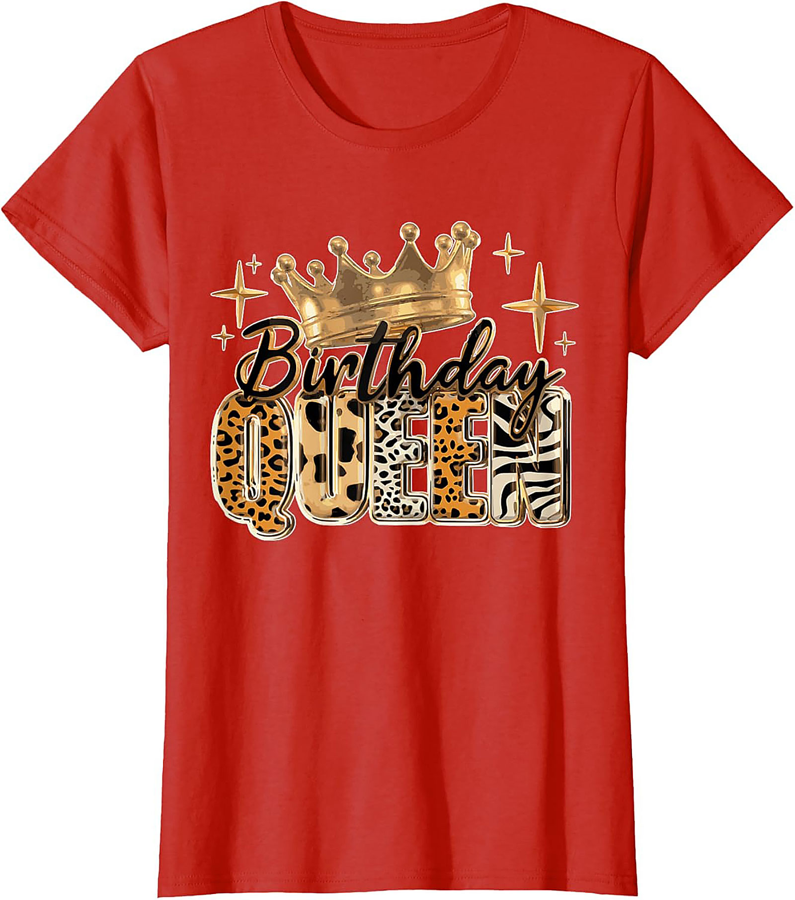 Birthday Queen T-shirt | Leopard Crown Graphic Tee Gift