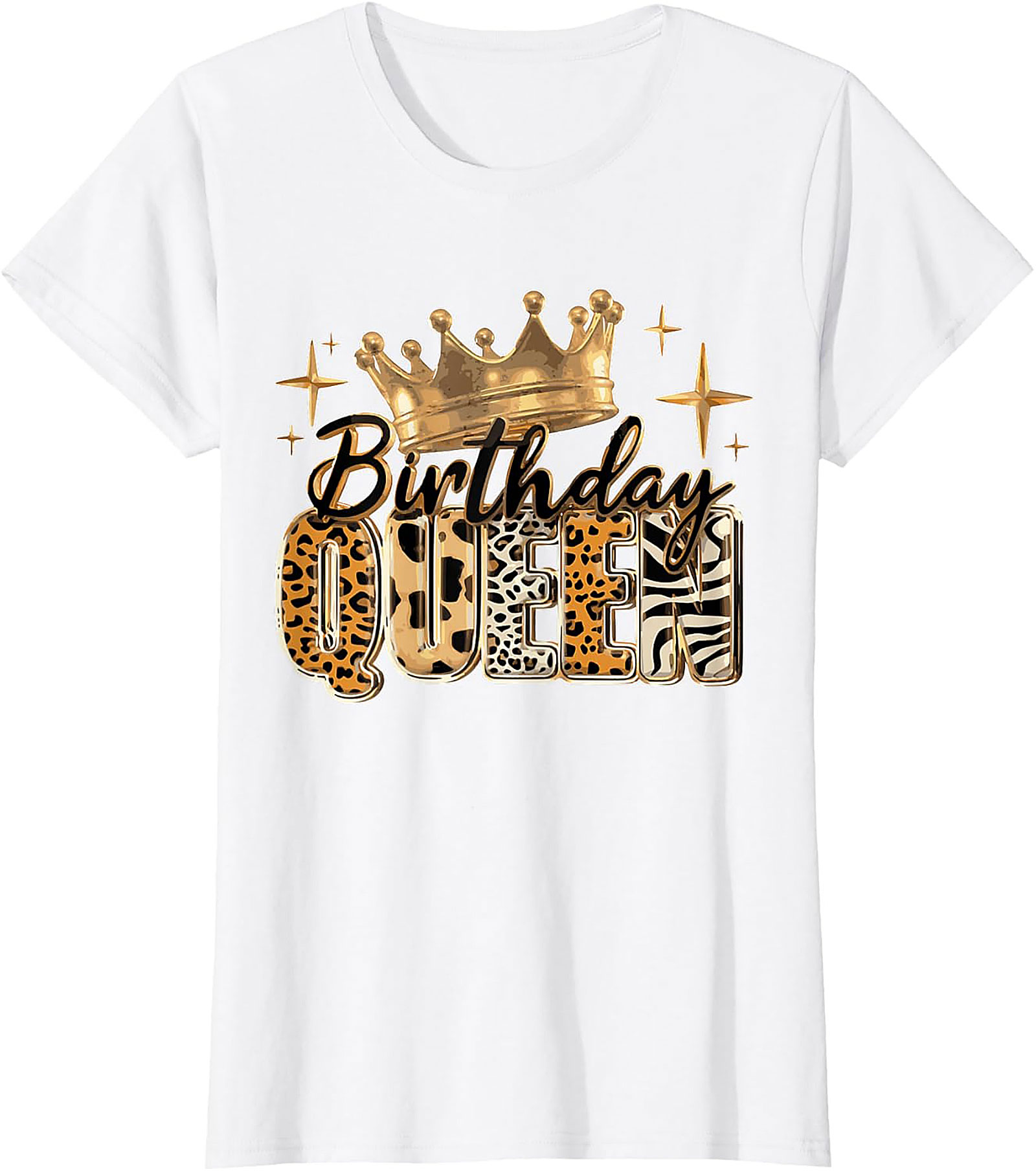 Birthday Queen T-shirt | Leopard Crown Graphic Tee Gift