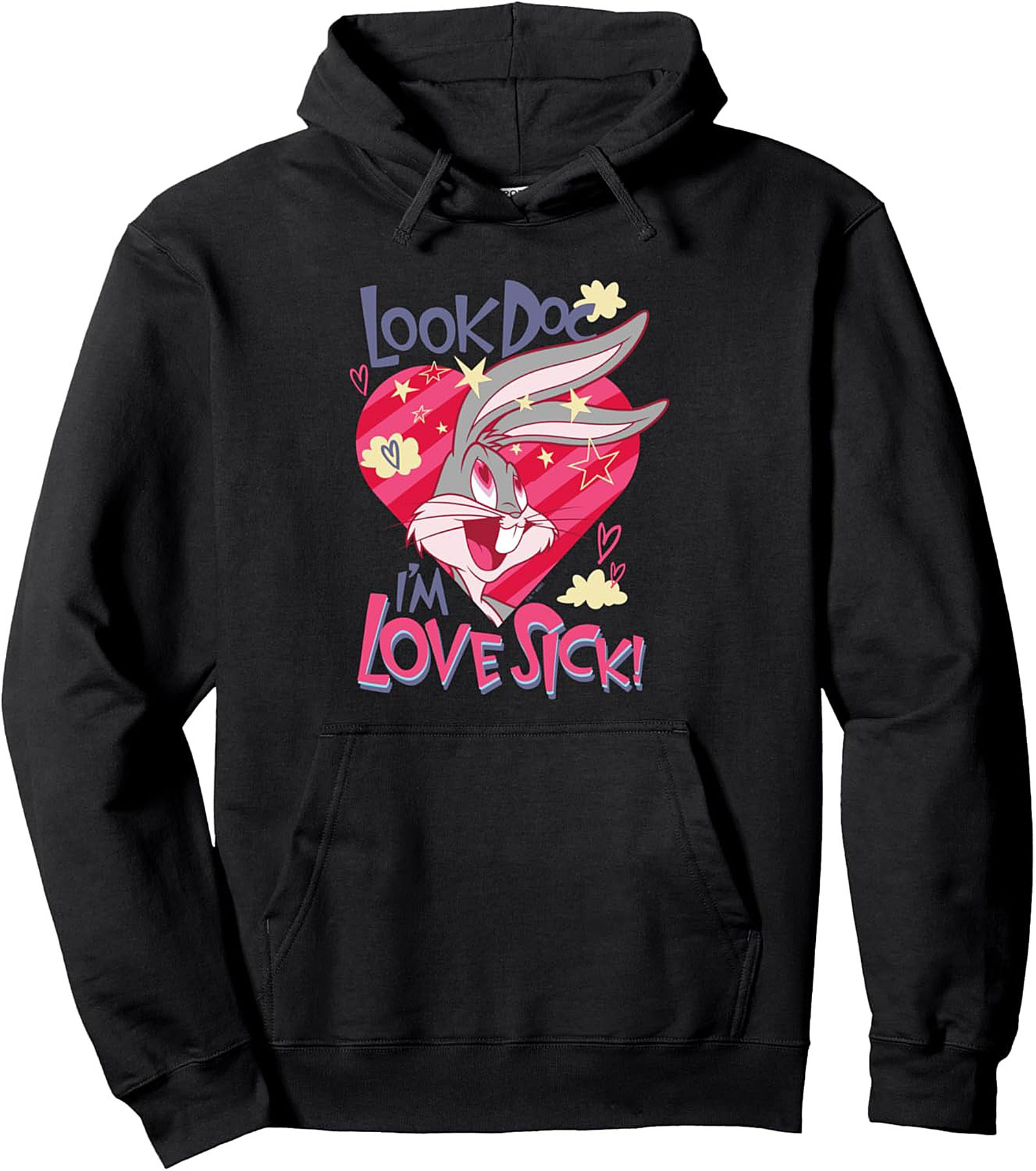 Bugs Bunny Love Sick Graphic Hoodie Cozy Pullover Gift