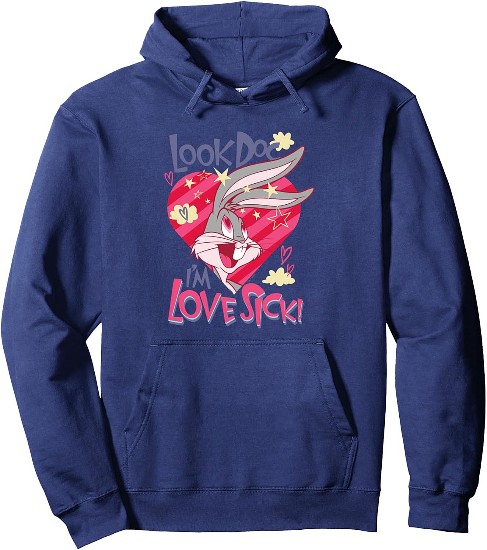 Bugs Bunny Love Sick Graphic Hoodie Cozy Pullover Gift