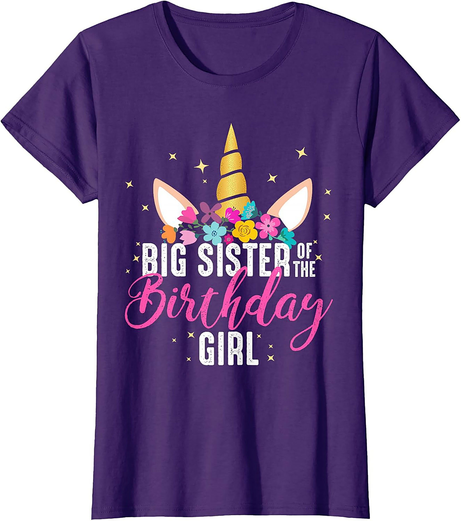 Big Sister Birthday Girl T-shirt | Unicorn Sibling Tee Gift