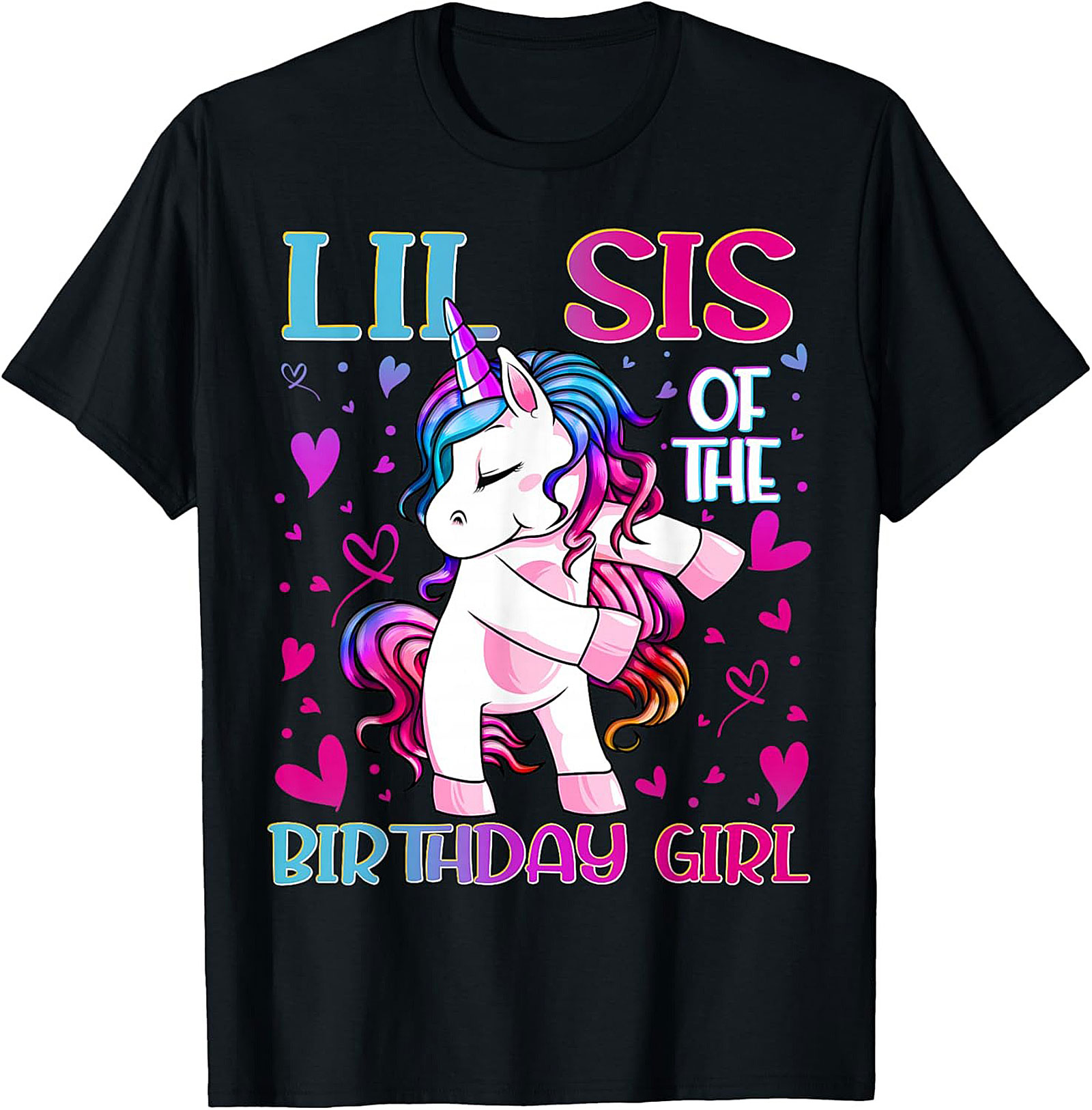 Lil Sis Unicorn Birthday T-shirt - Funny Little Sister Tee