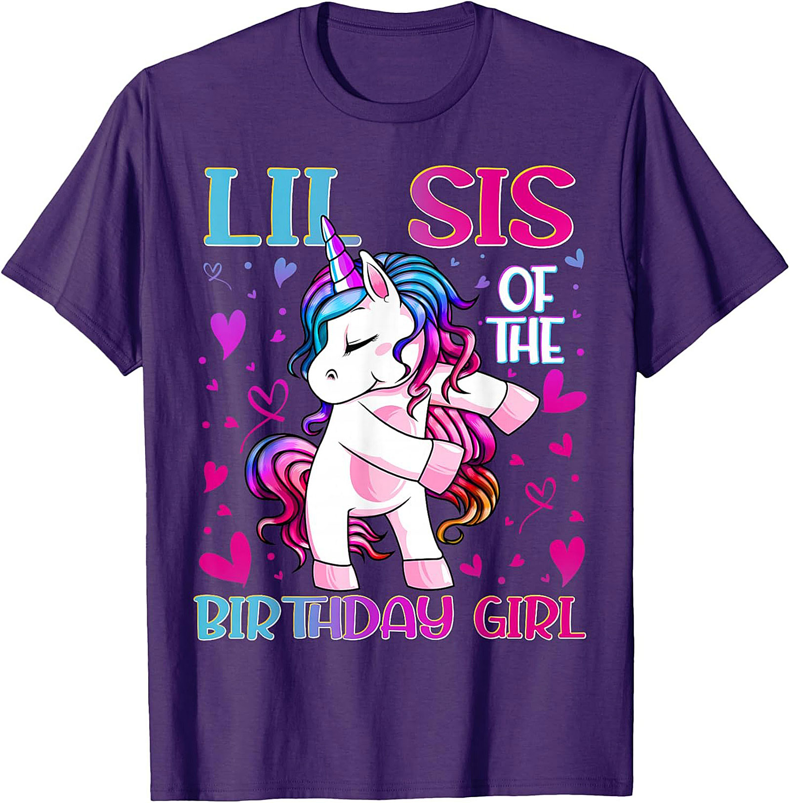 Lil Sis Unicorn Birthday T-shirt - Funny Little Sister Tee