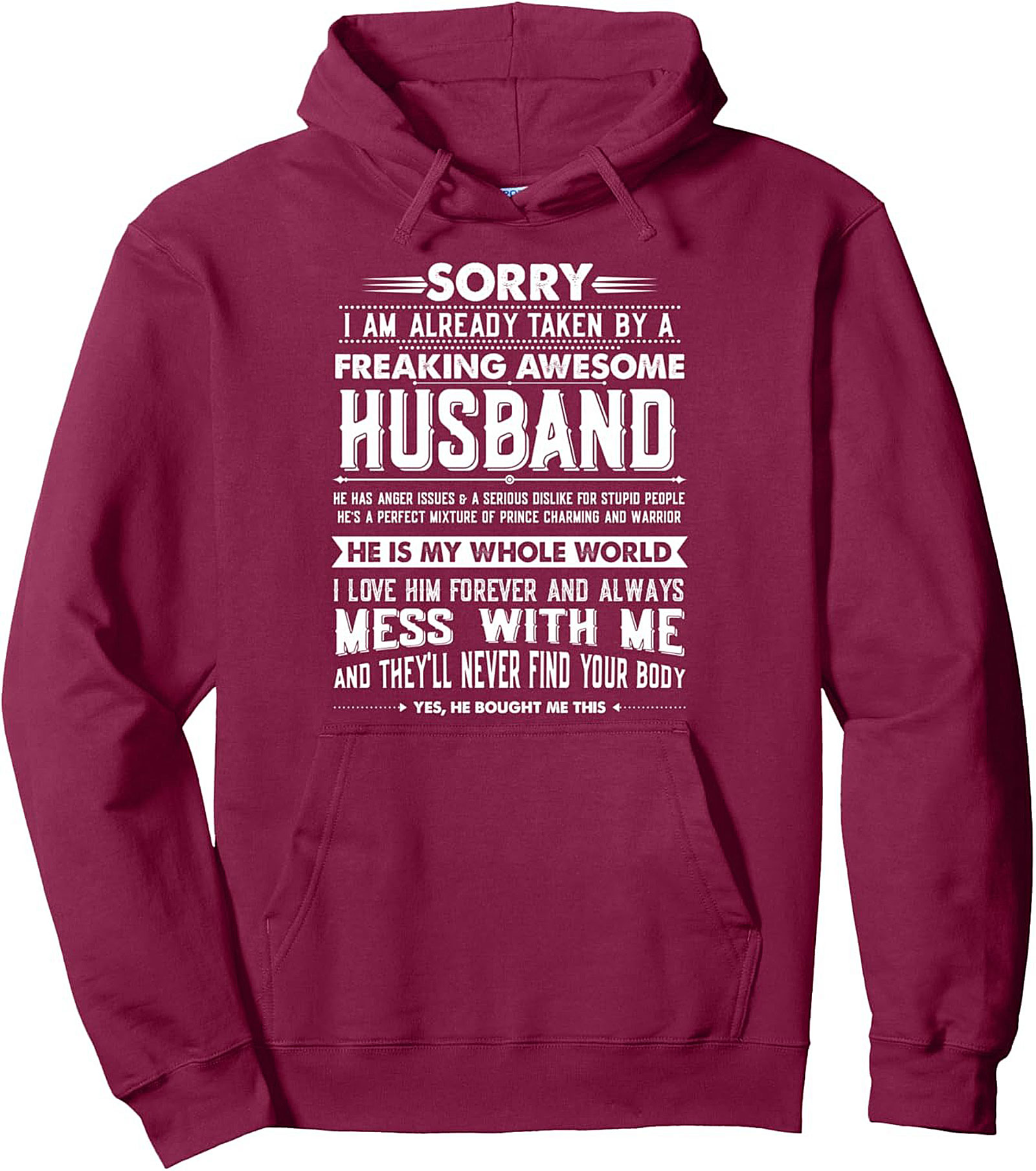 Awesome Husband Graphic Hoodie Funny Wife Pullover Gift