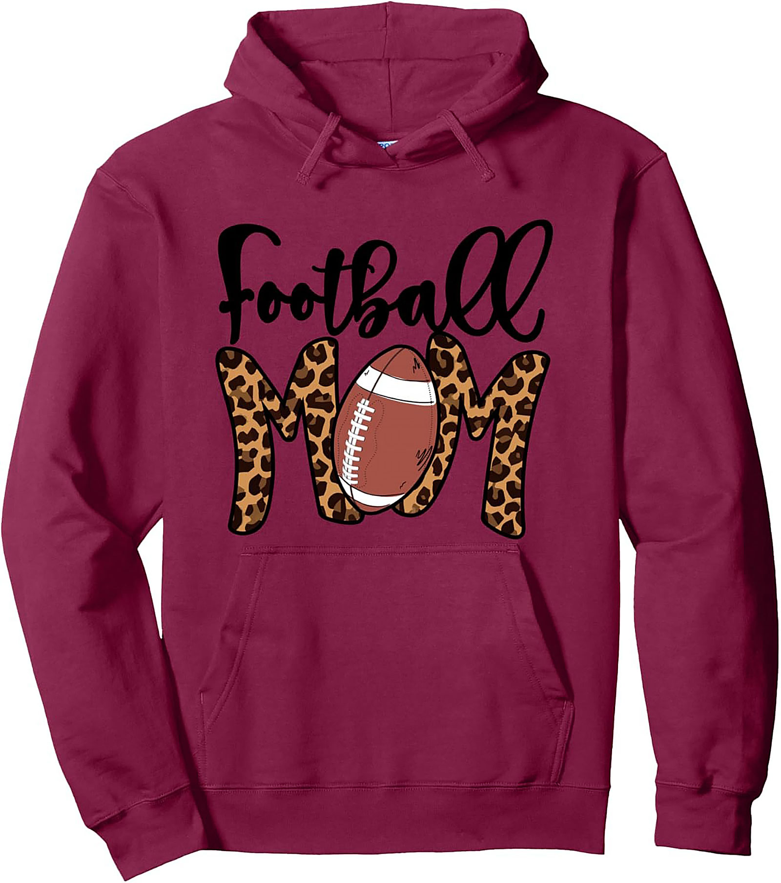 Football Mom Pullover Hoodie Leopard Print Game Day Wear