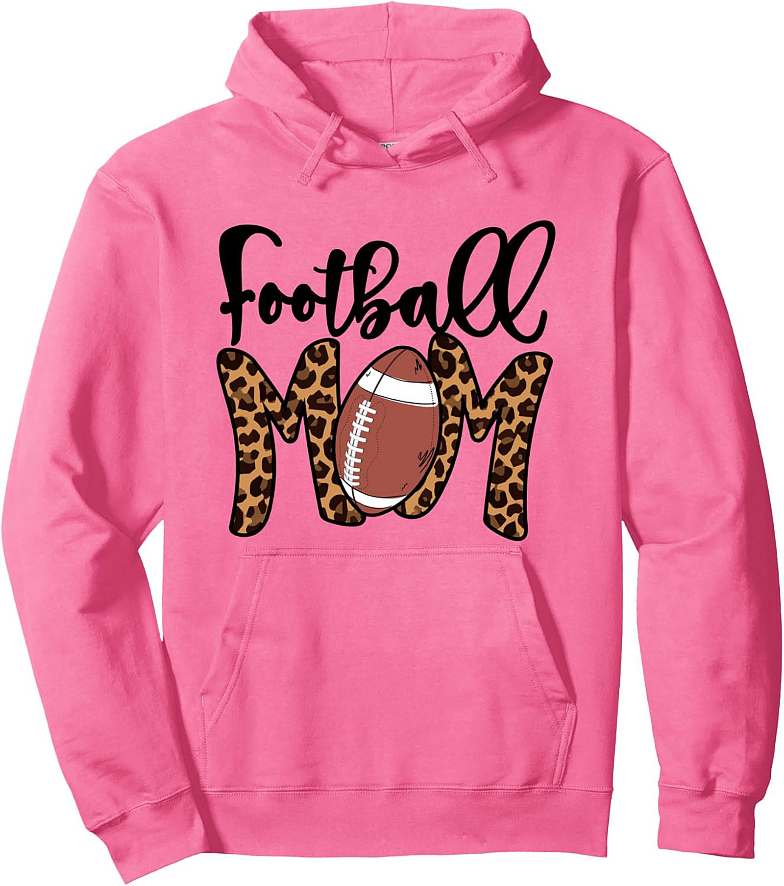 Football Mom Pullover Hoodie Leopard Print Game Day Wear