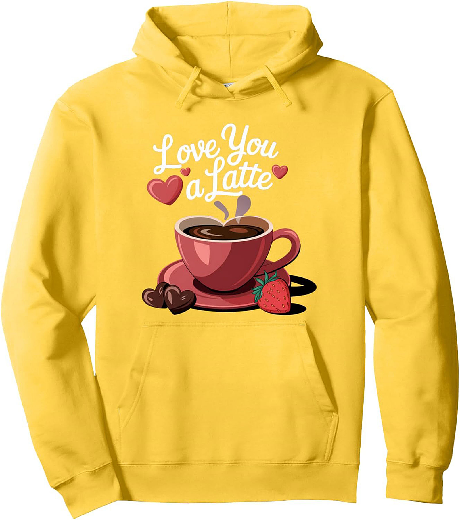 Love You a Latte Coffee Pun Pullover Hoodie  Cozy Gift