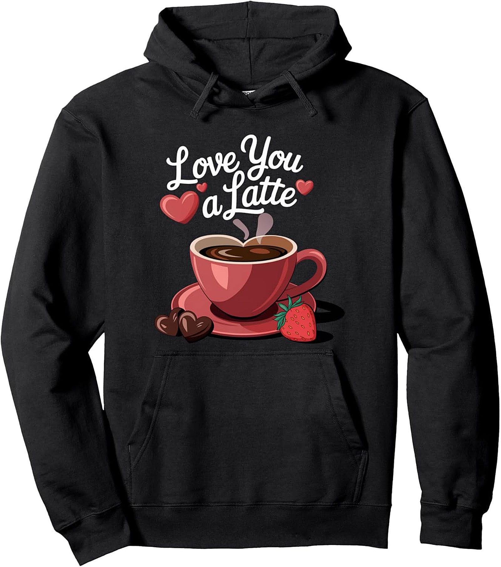 Love You a Latte Coffee Pun Pullover Hoodie  Cozy Gift