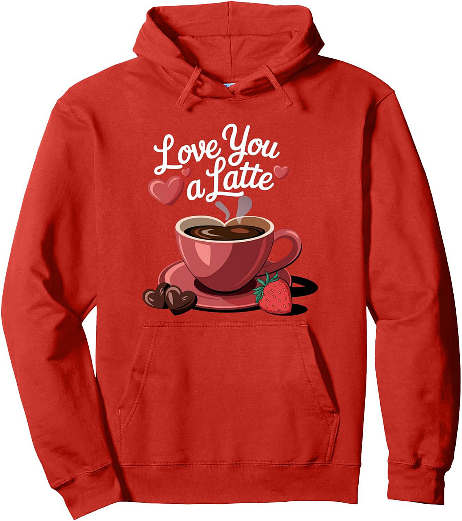 Love You a Latte Coffee Pun Pullover Hoodie  Cozy Gift