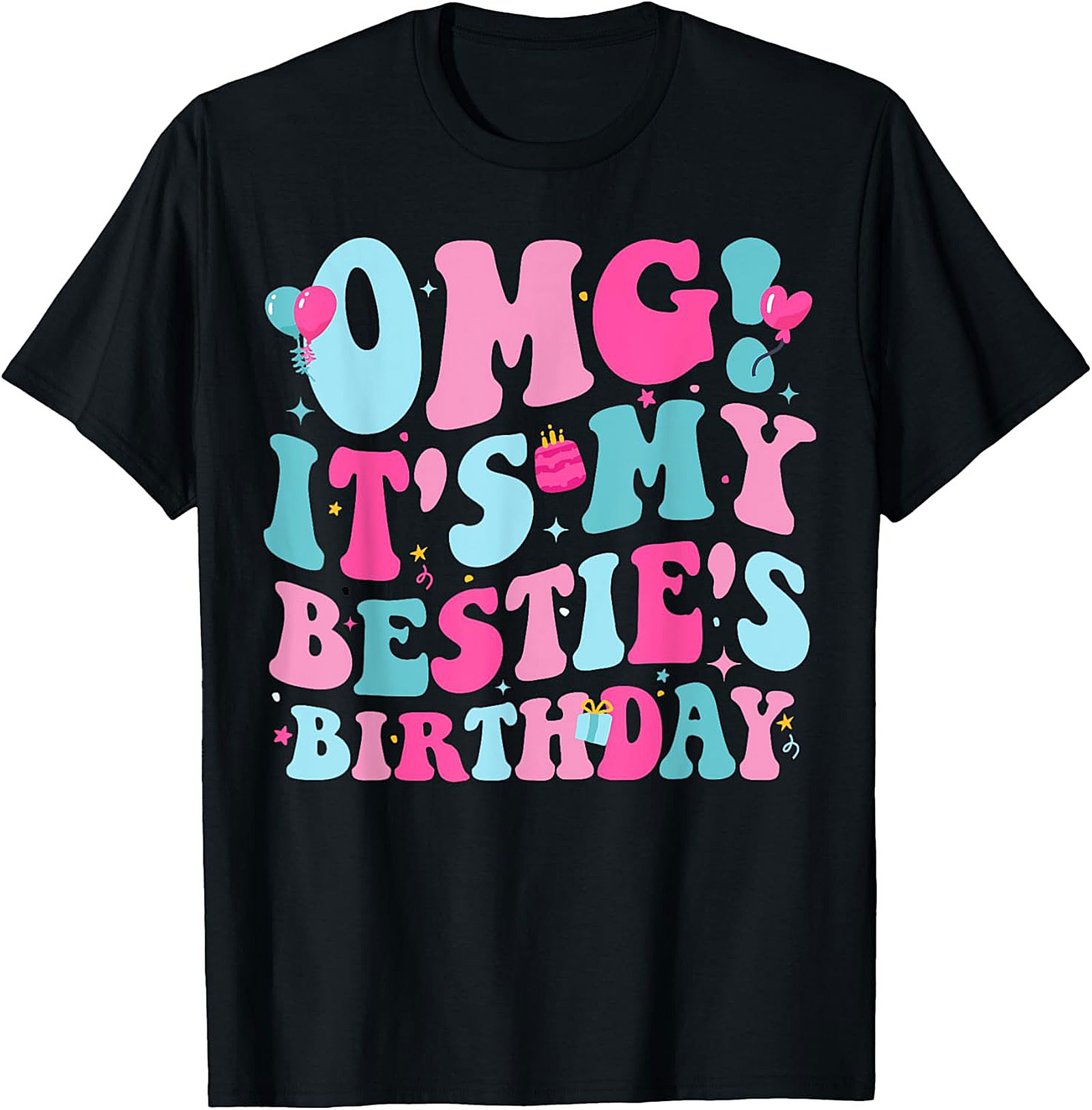 OMG Bestie's Birthday Groovy Graphic Tee | Funny Shirt