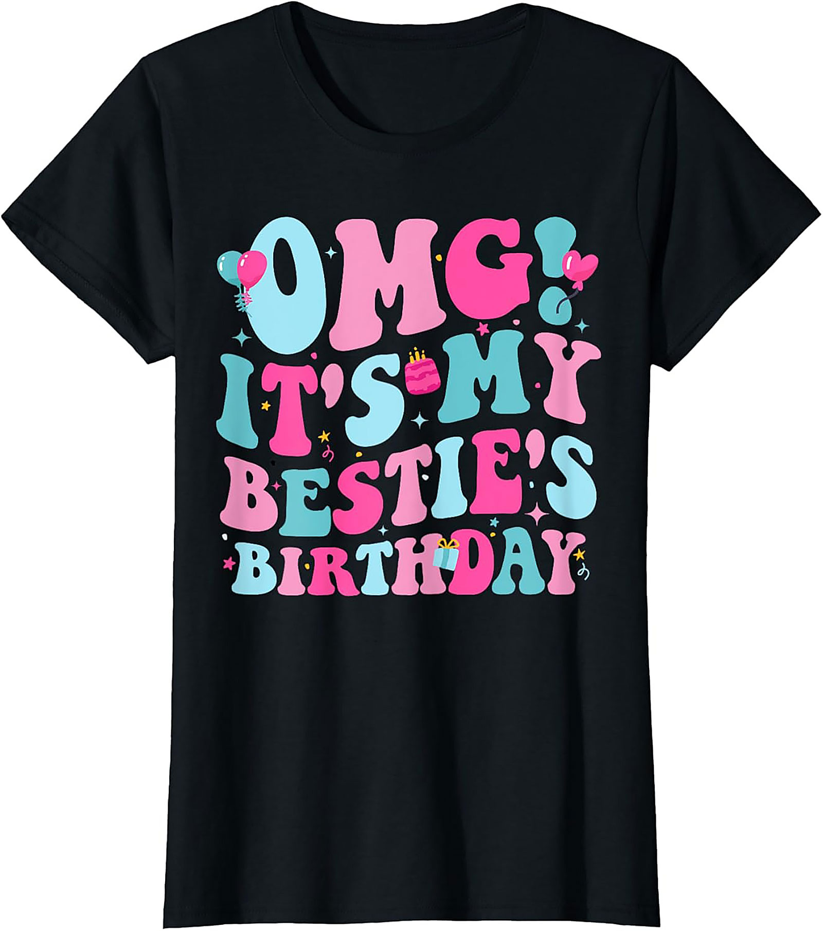 OMG Bestie's Birthday Groovy Graphic Tee | Funny Shirt