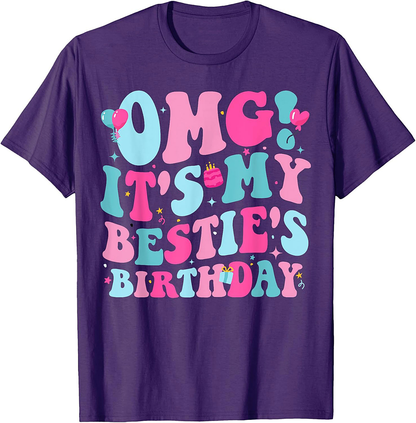 OMG Bestie's Birthday Groovy Graphic Tee | Funny Shirt