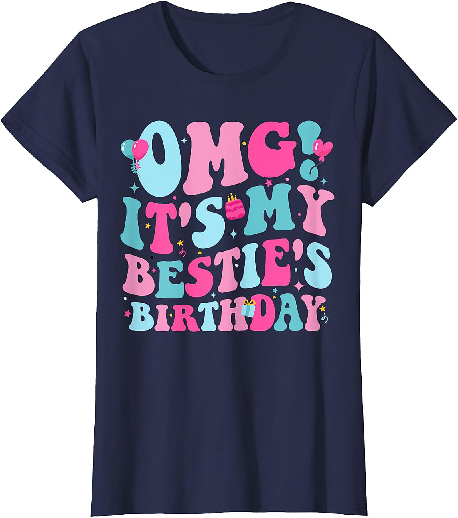 OMG Bestie's Birthday Groovy Graphic Tee | Funny Shirt