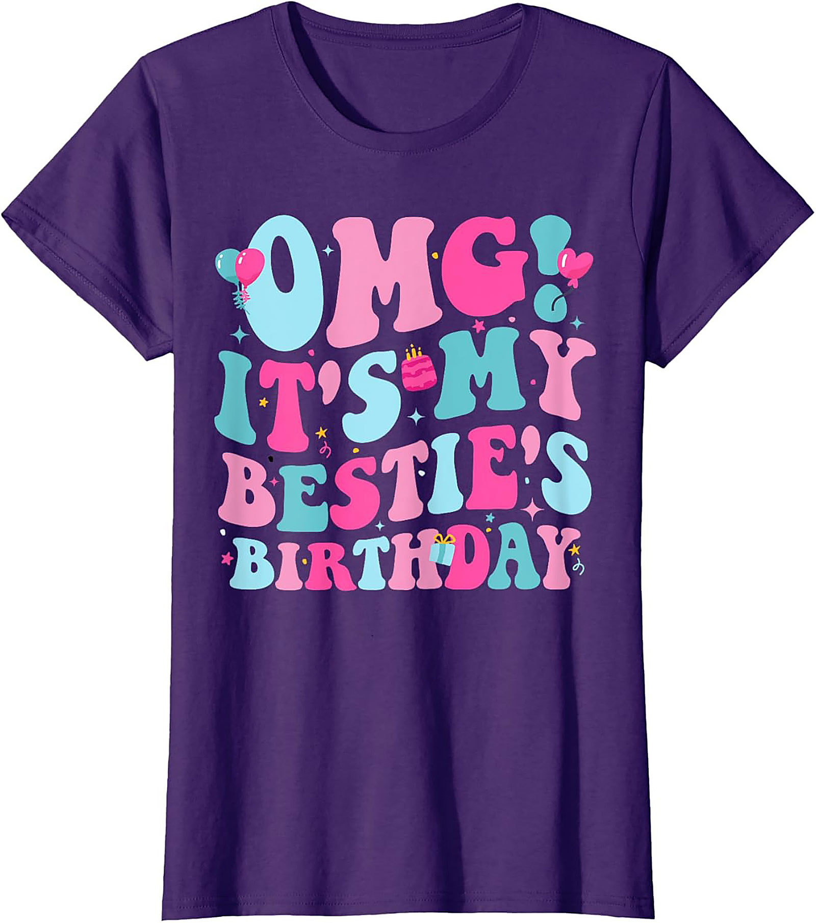 OMG Bestie's Birthday Groovy Graphic Tee | Funny Shirt