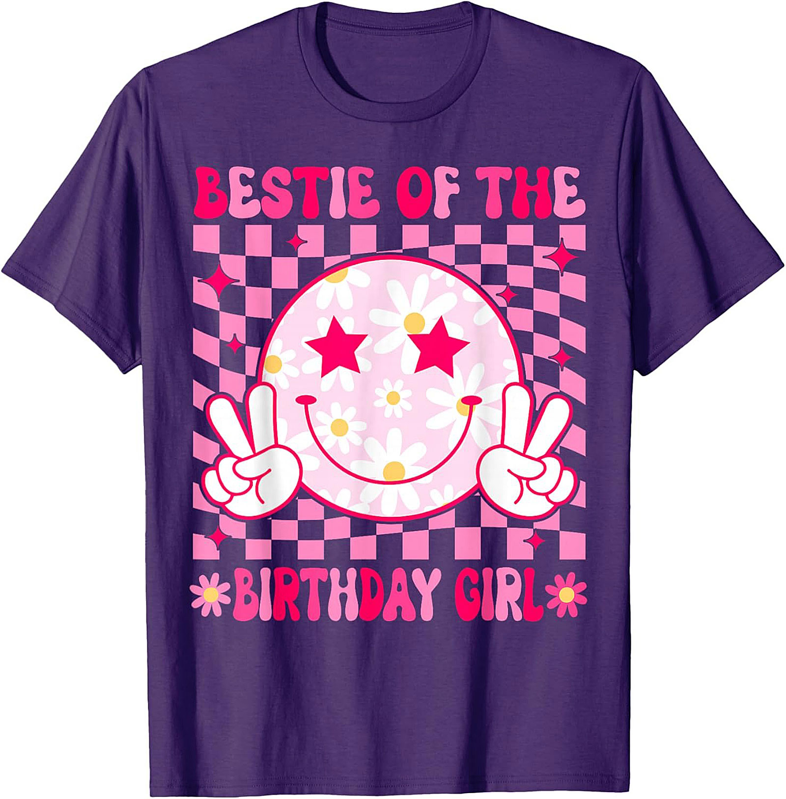 Bestie Birthday Girl T-shirt | Groovy Pink Funny Graphic Tee