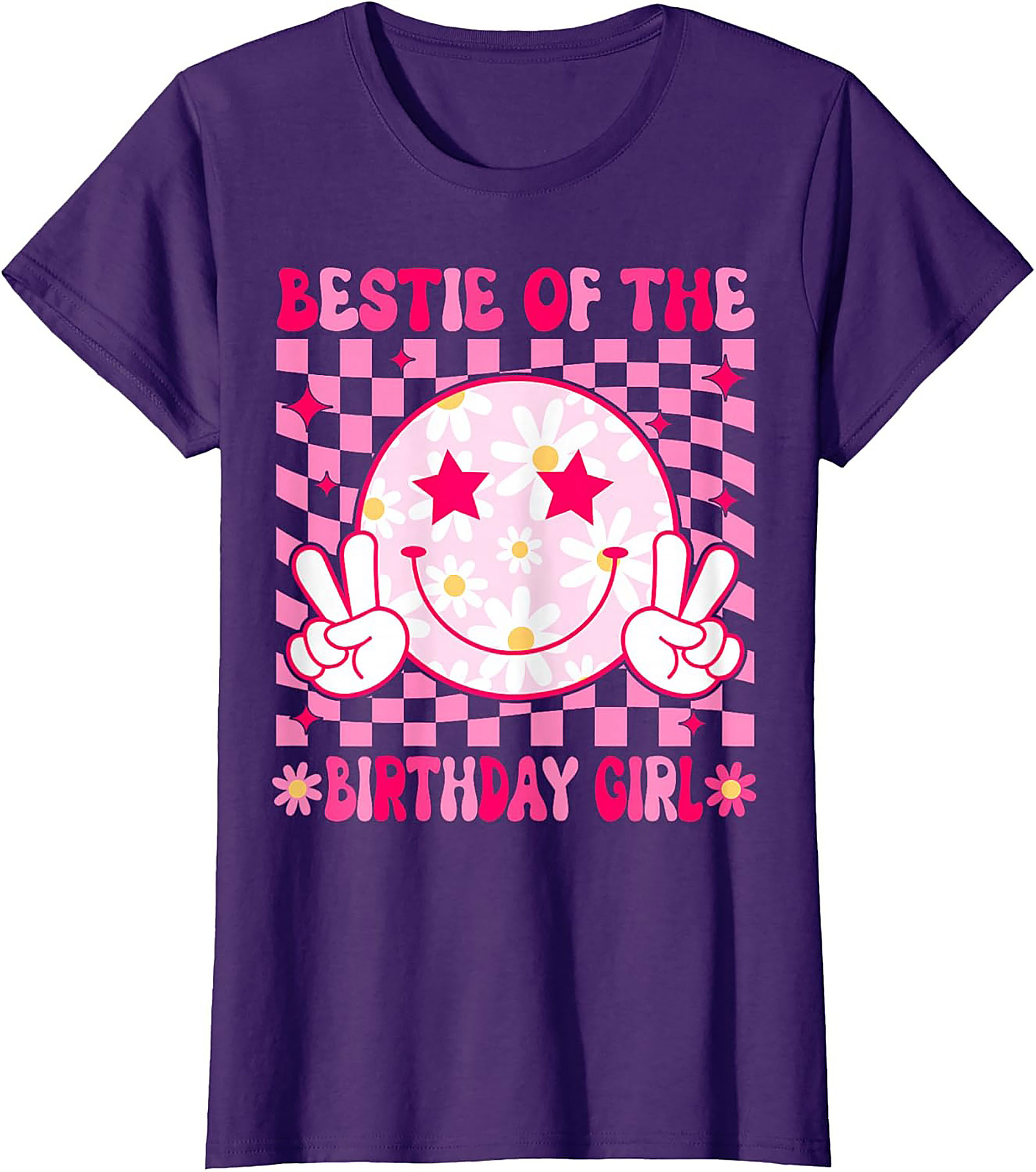 Bestie Birthday Girl T-shirt | Groovy Pink Funny Graphic Tee